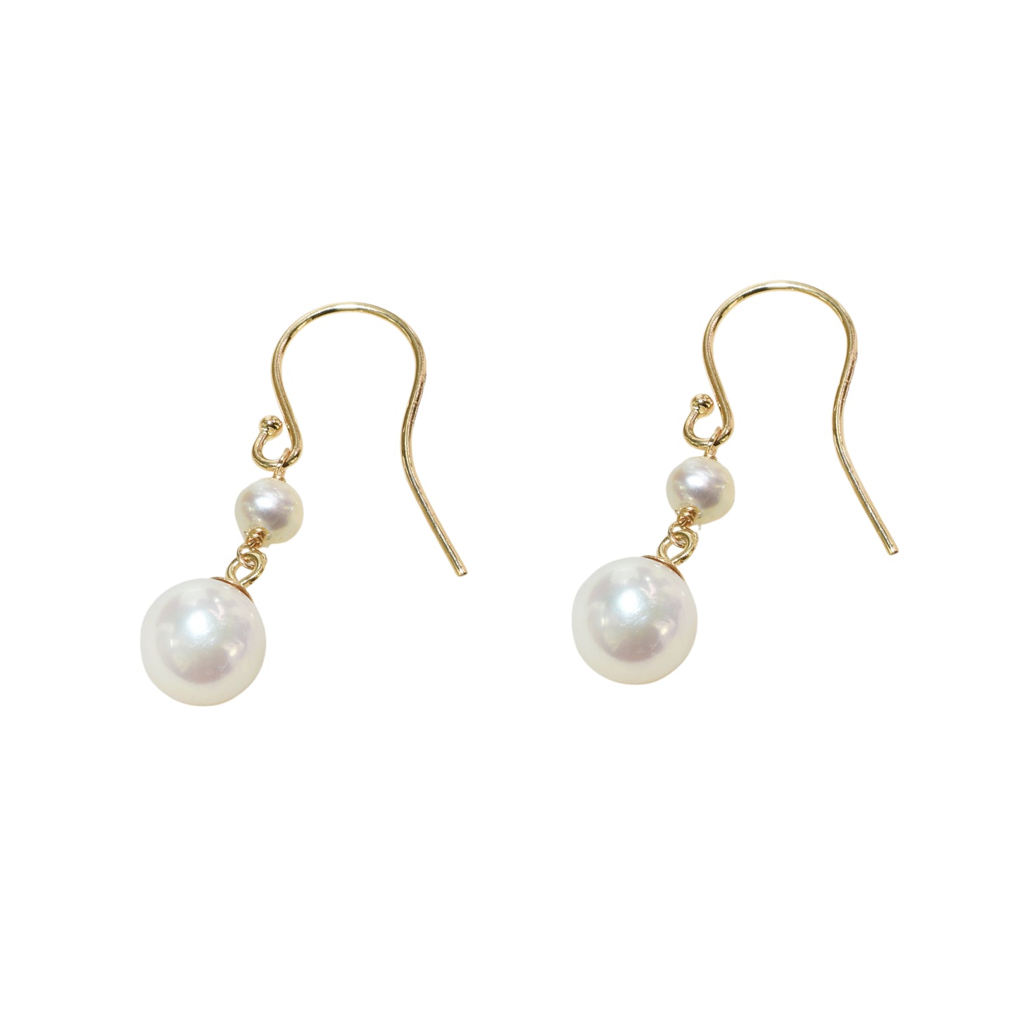 14k White Pearl Dangle Hook Earring