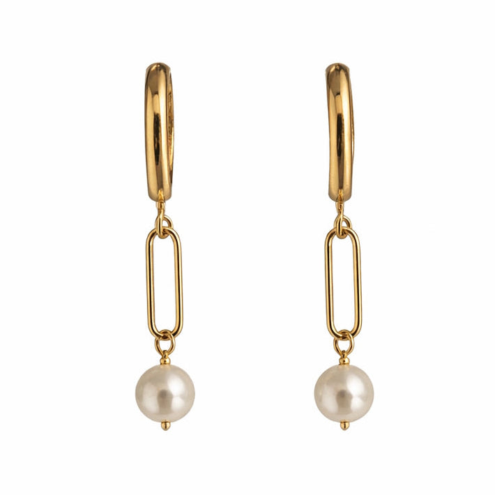 14k White Pearl Bar Post Earring
