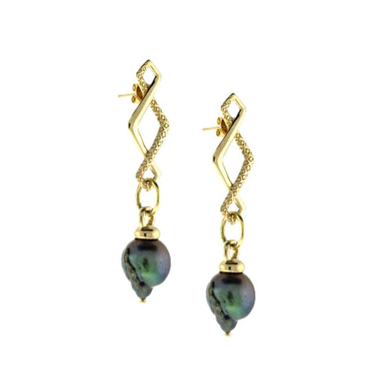 14k Peacock Baroque Pearl Earring