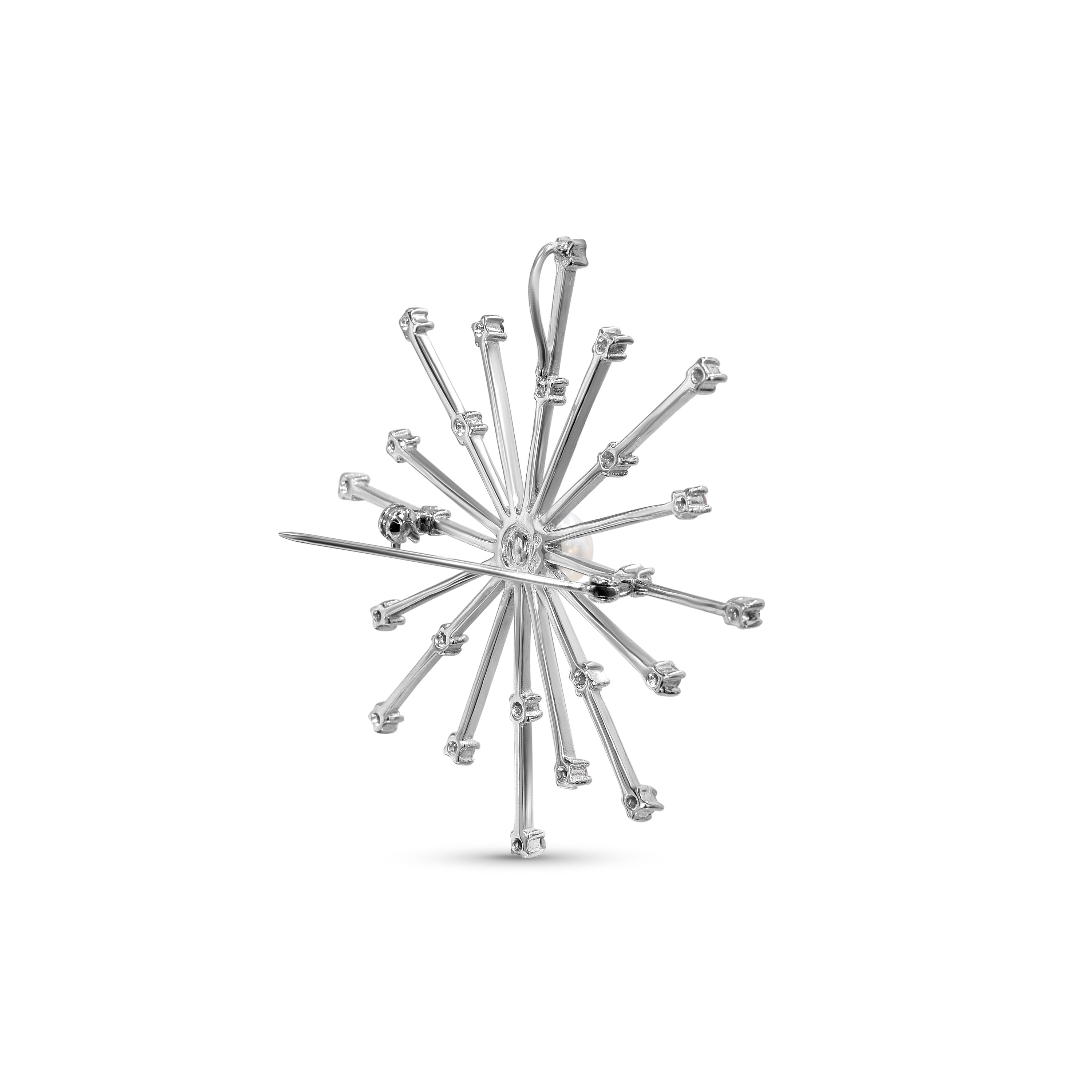 14k White Gold White Pearl, Diamond & Amethyst Pin