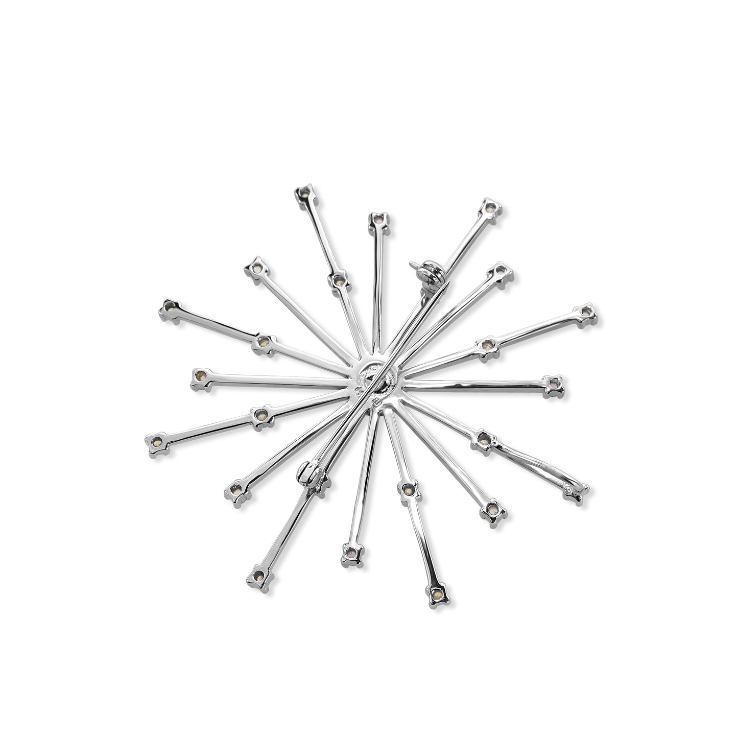 14k White Gold White Pearl, Diamond & Amethyst Pin