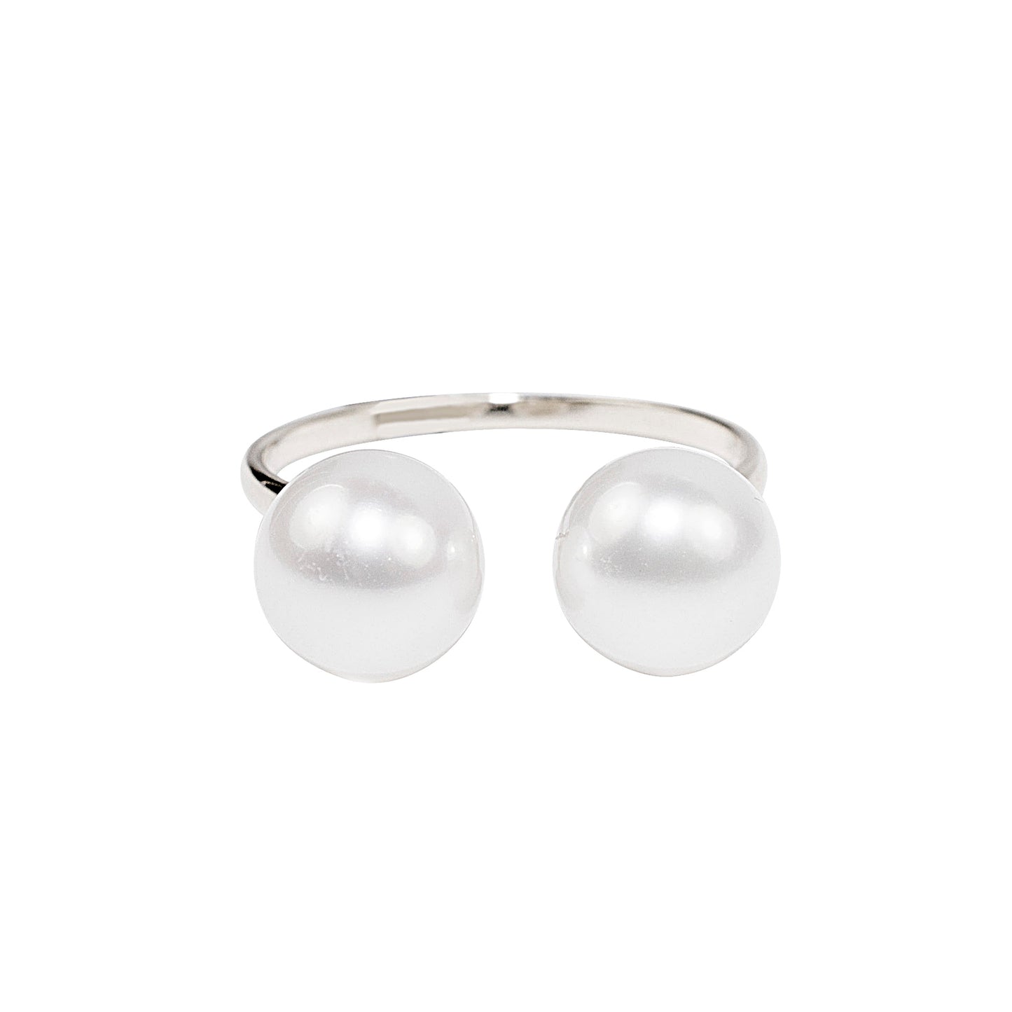 14k White Gold White Pearl Open Ring