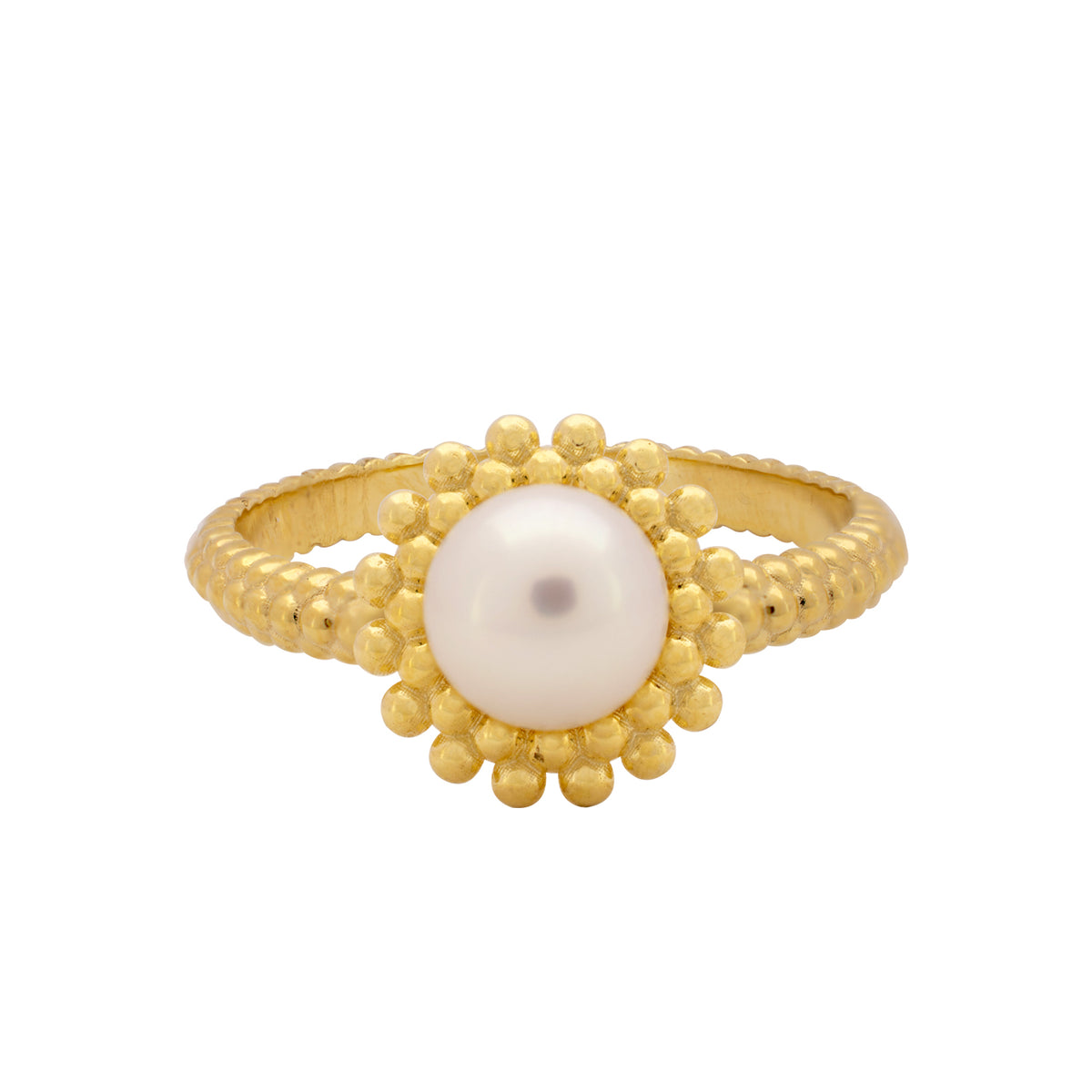 14k Freshwater Pearl Beaded Ring