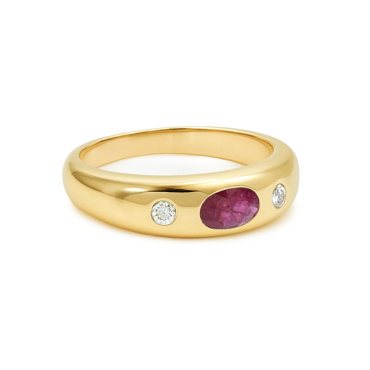 18k Light Blue Sapphire, Ruby, Emerald and Diamond Etoile Ring