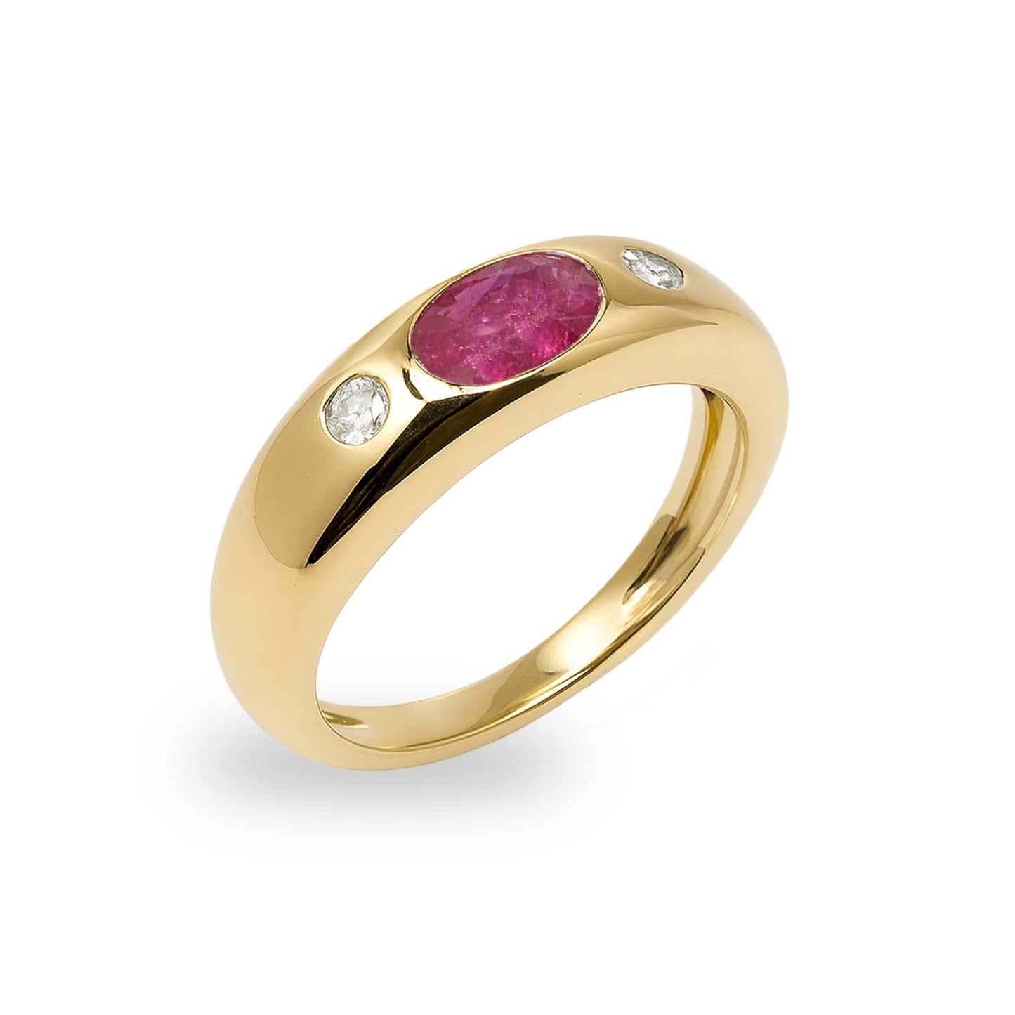 18k Light Blue Sapphire, Ruby, Emerald and Diamond Etoile Ring