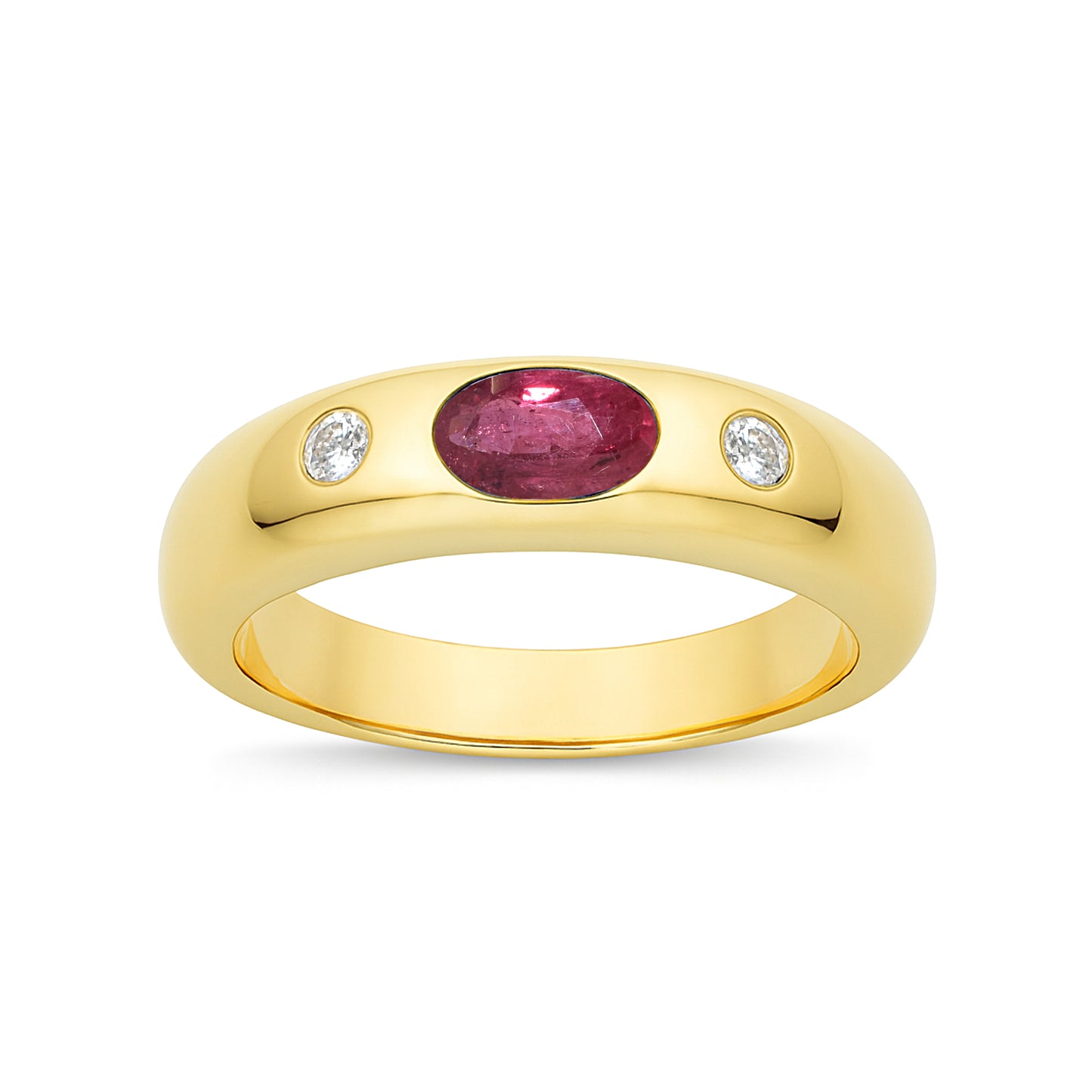 18k Light Blue Sapphire, Ruby, Emerald and Diamond Etoile Ring