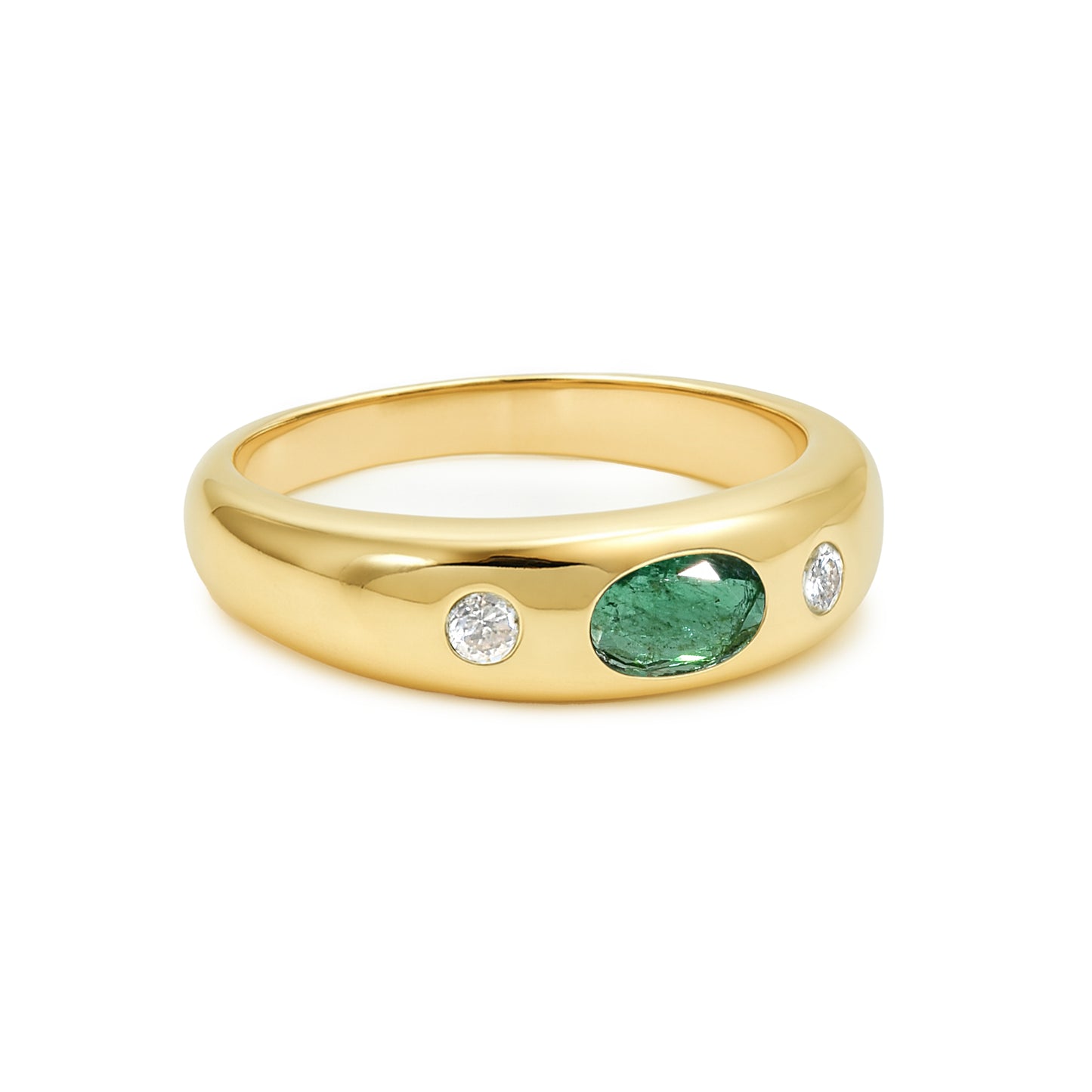 18k Light Blue Sapphire, Ruby, Emerald and Diamond Etoile Ring