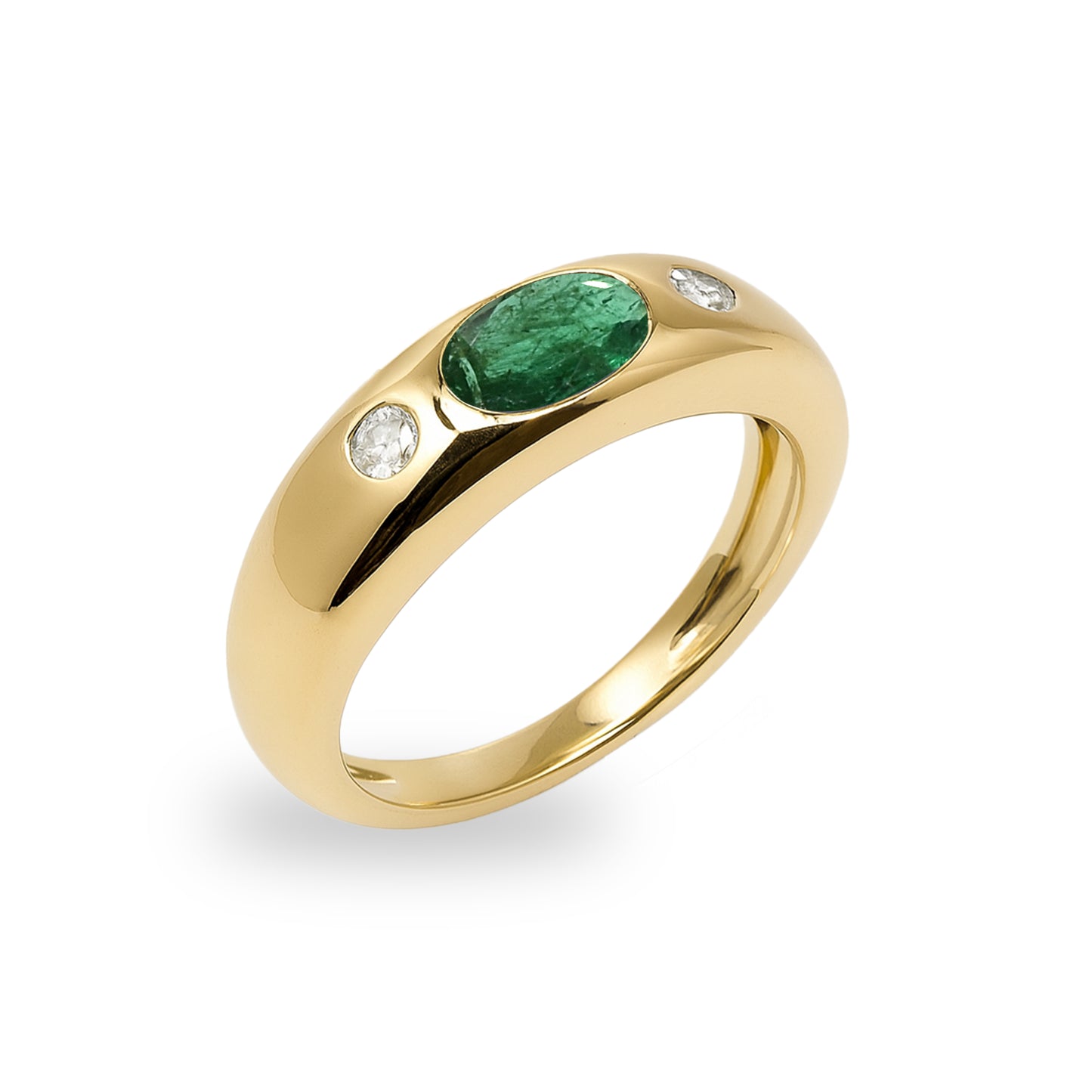 18k Light Blue Sapphire, Ruby, Emerald and Diamond Etoile Ring
