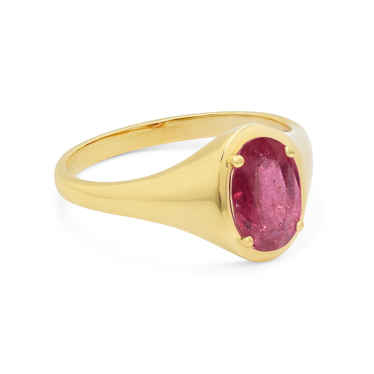 18k Emerald Ruby Oval Cut Ring