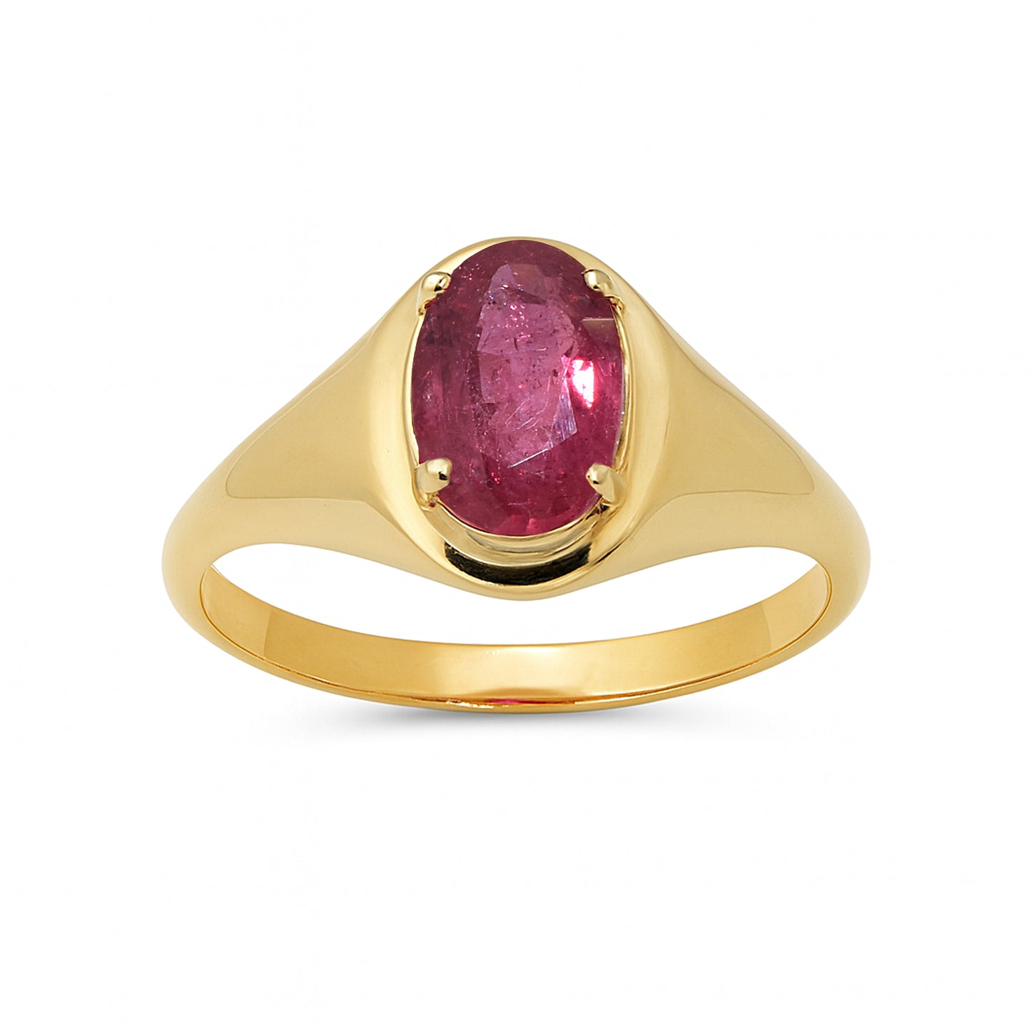 18k Emerald Ruby Oval Cut Ring