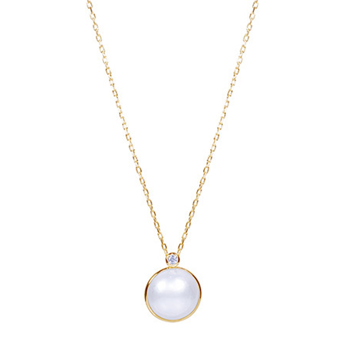 14k Mabe Pearl And Diamond Pendant Necklace