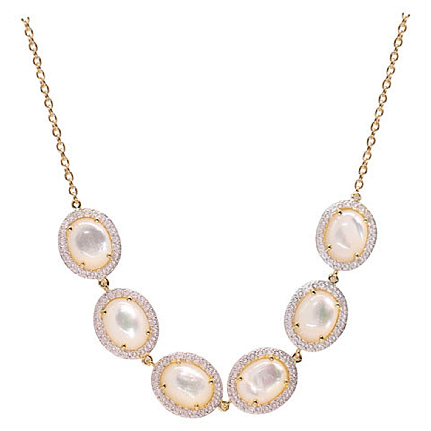 14k Mother of Pearl 6 Link Center Necklace