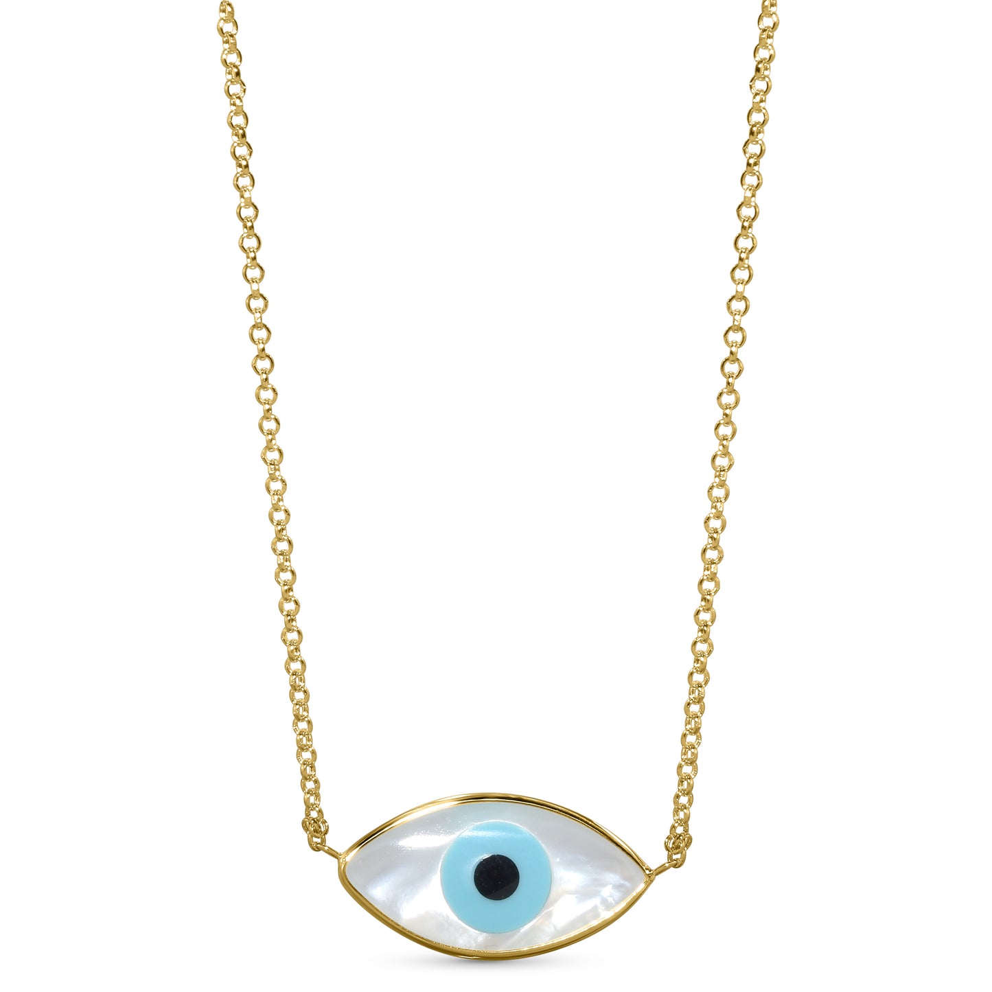 14k Shell Evil Eye Pendant Necklace