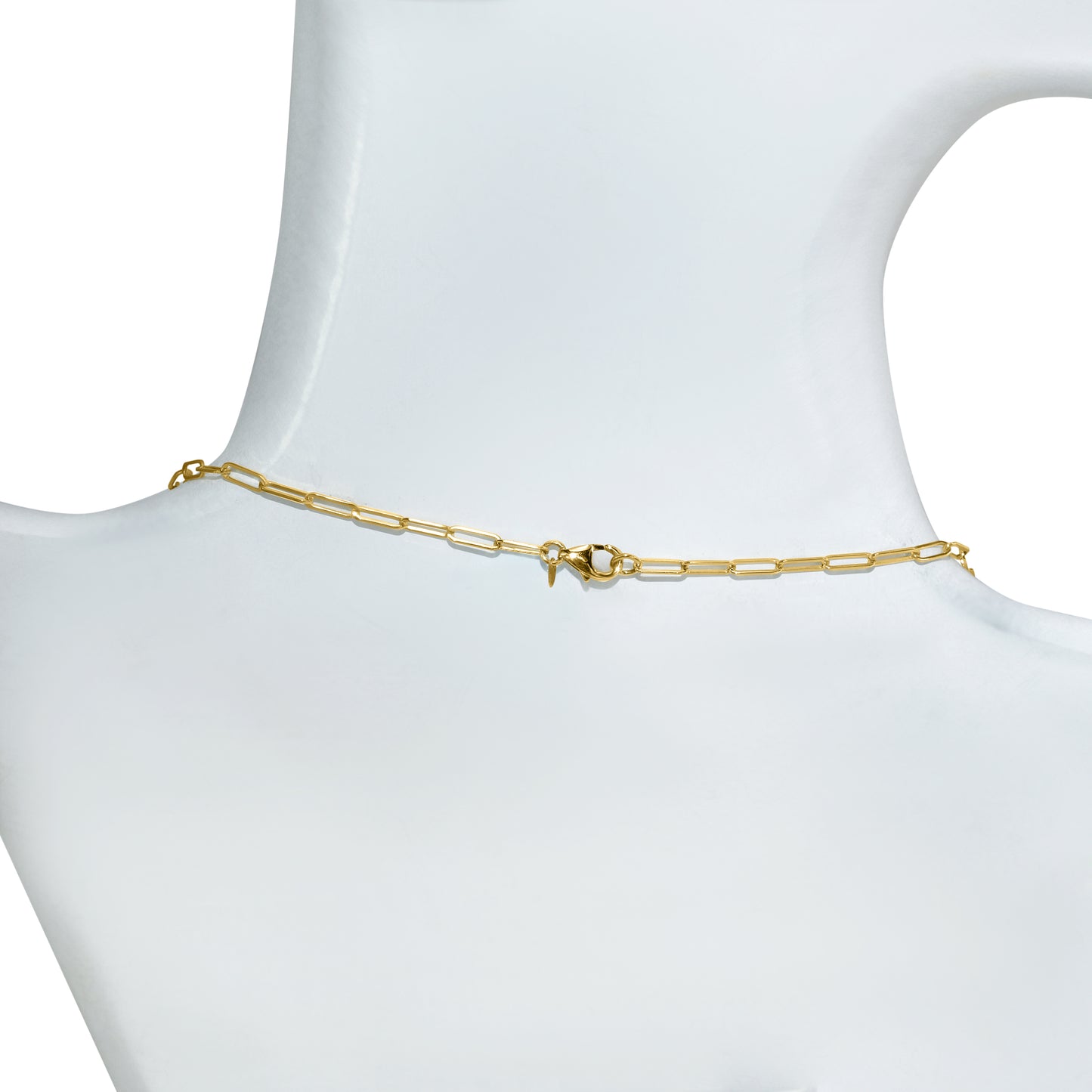 14k Mother of Pearl 5 Bezel Paperclip Chain Necklace
