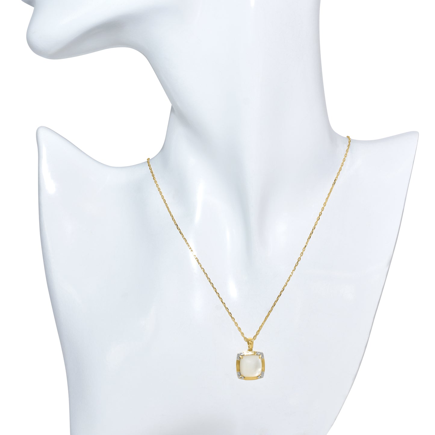 14k Mother of Pearl Cushion Shape Pendant Necklace