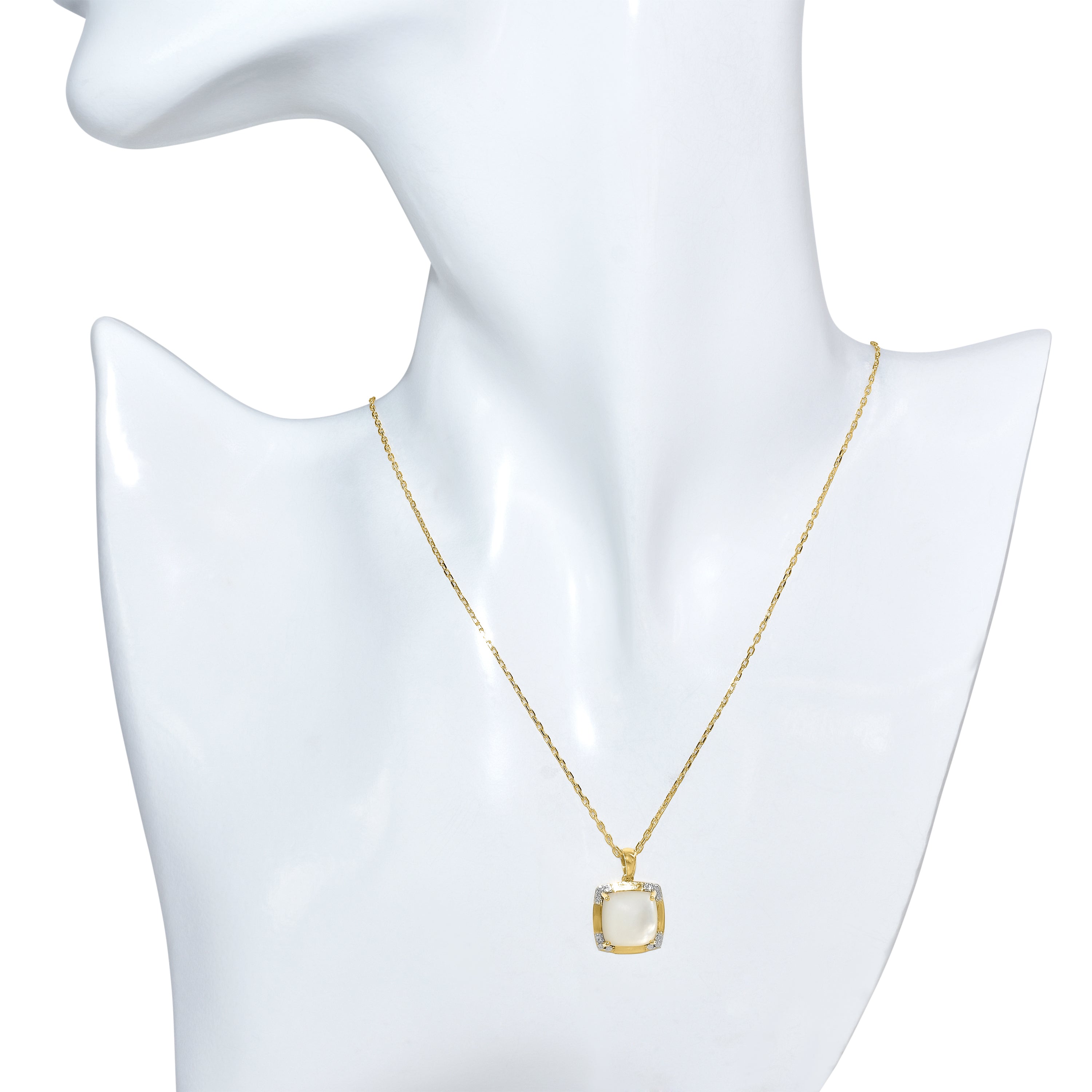 14k Mother of Pearl Cushion Shape Pendant Necklace