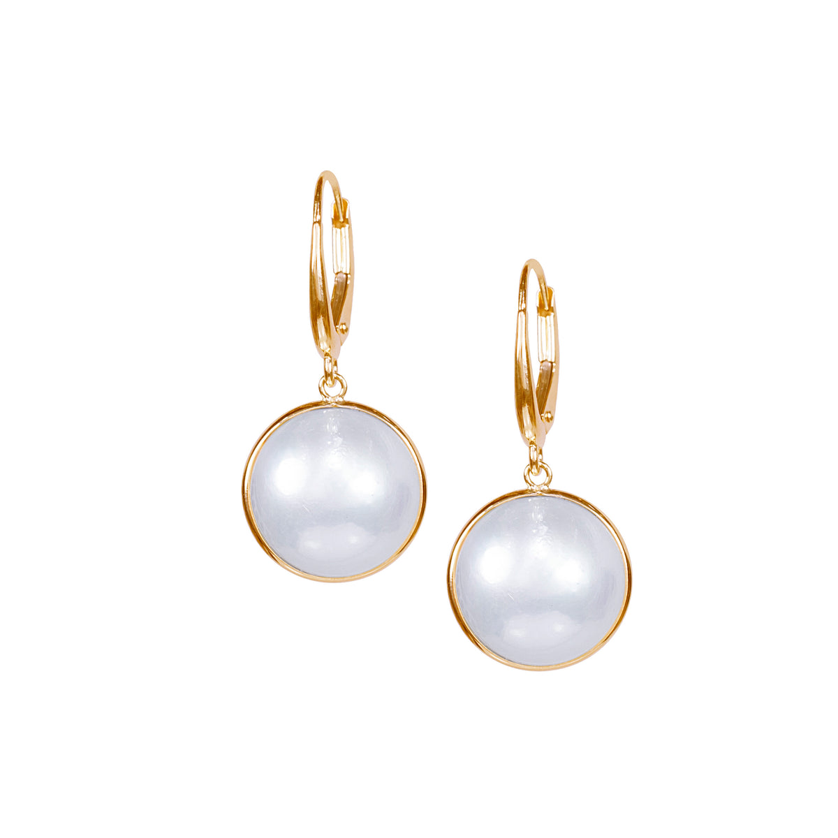 14k Mabe Pearl Round Leverback Earring