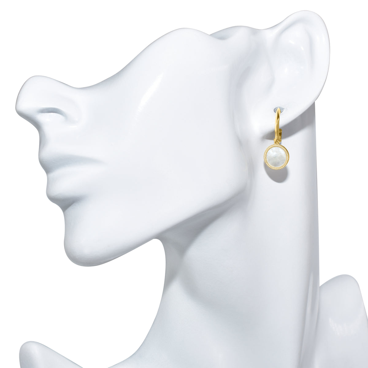 14k Round Mother of Pearl Beaded Hoop Earring