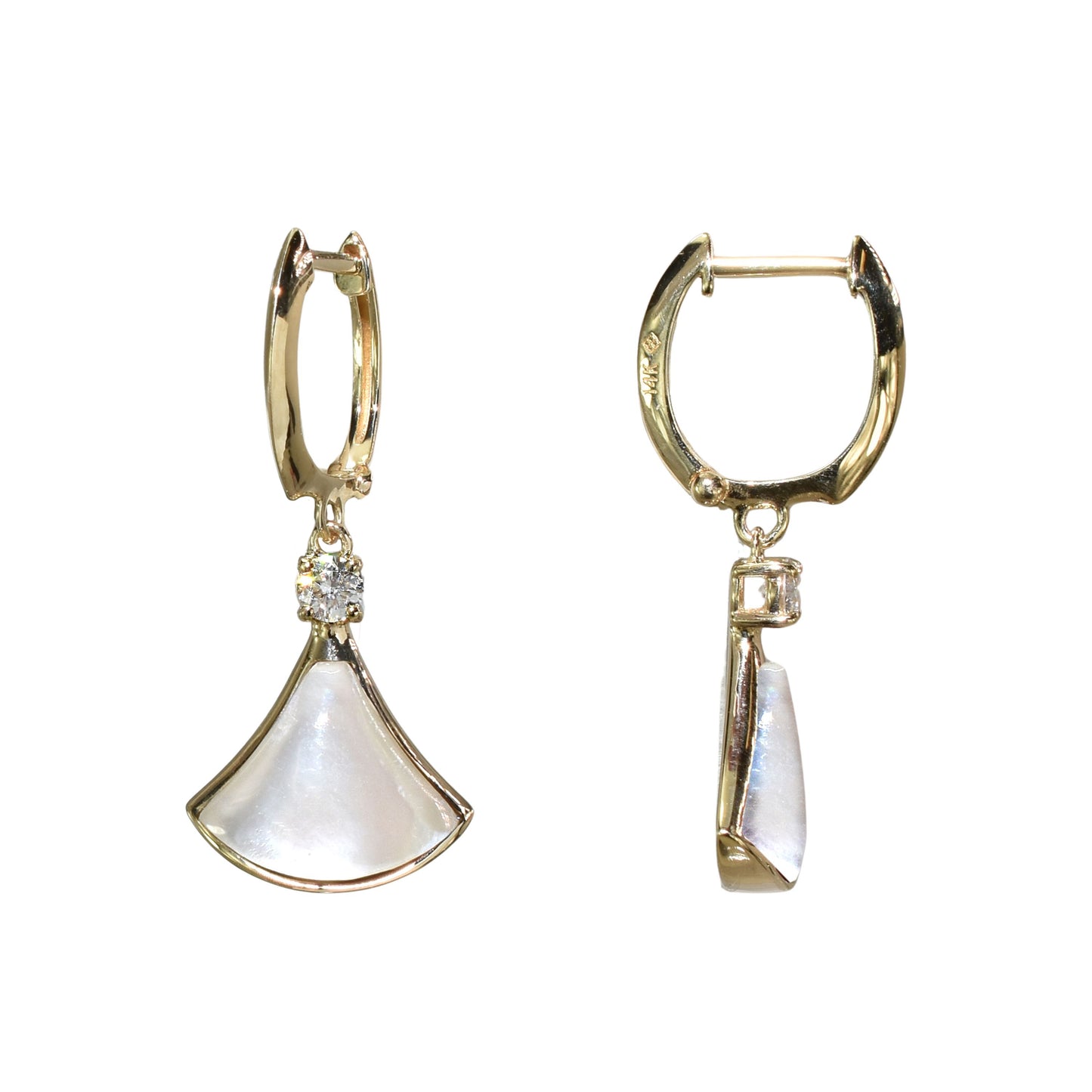 14k Gemstone Diamond Fan Earring