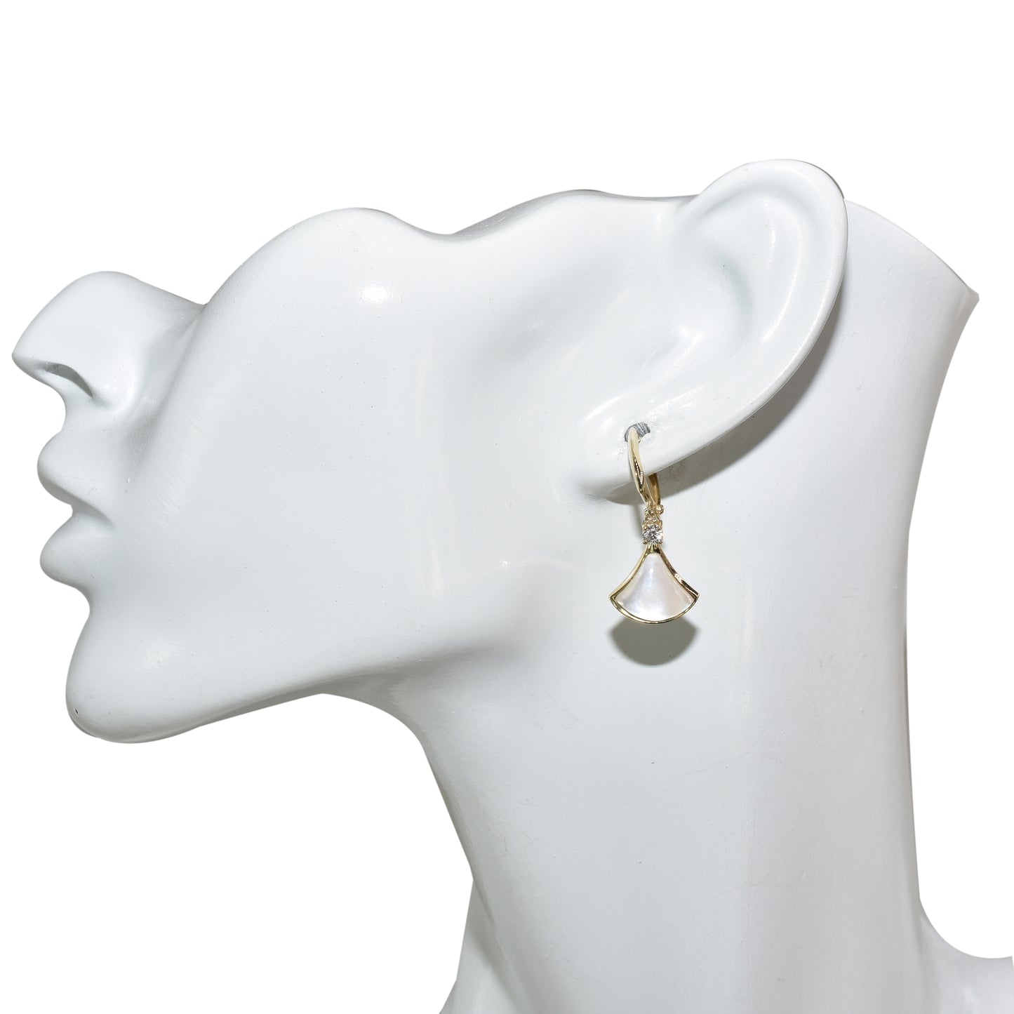 14k Gemstone Diamond Fan Earring