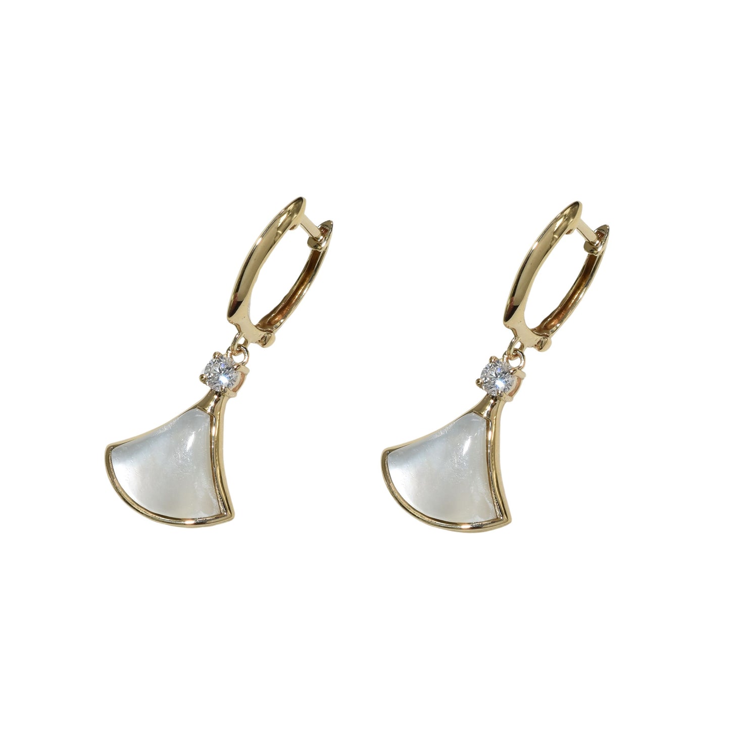 14k Gemstone Diamond Fan Earring
