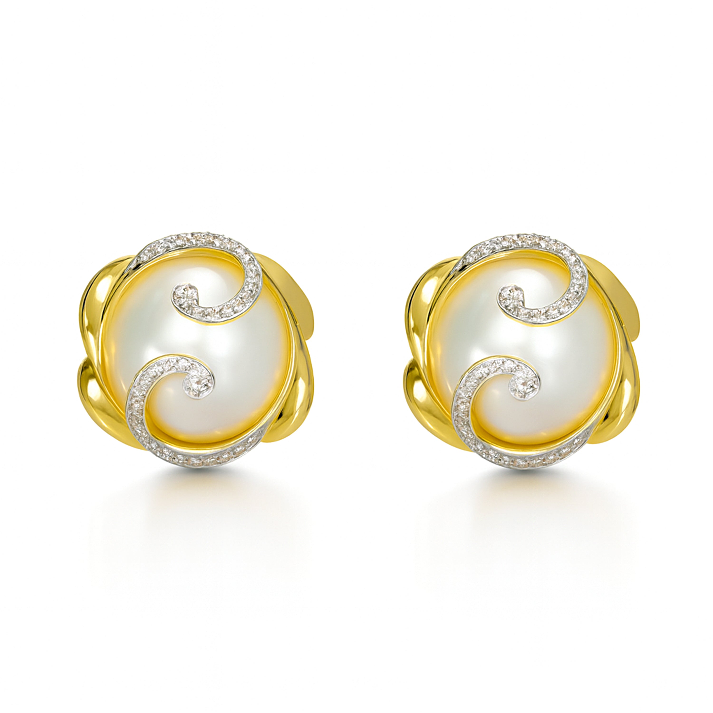 14k Mabe Pearl Diamond Post Earring