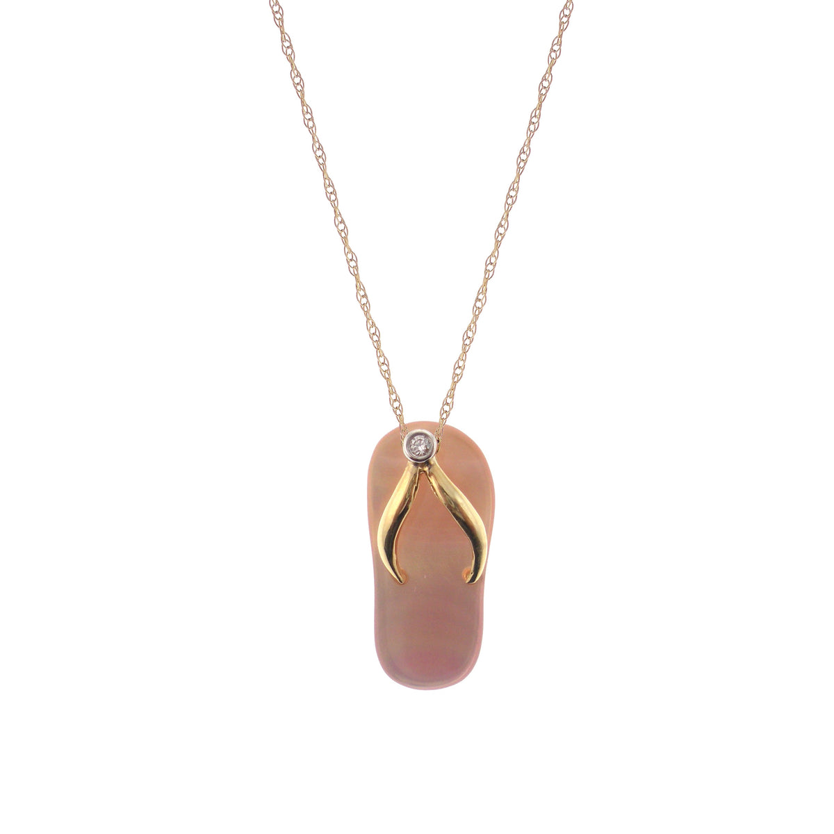 14k Gemstones Diamond 0.01CT Flip Flop Necklace