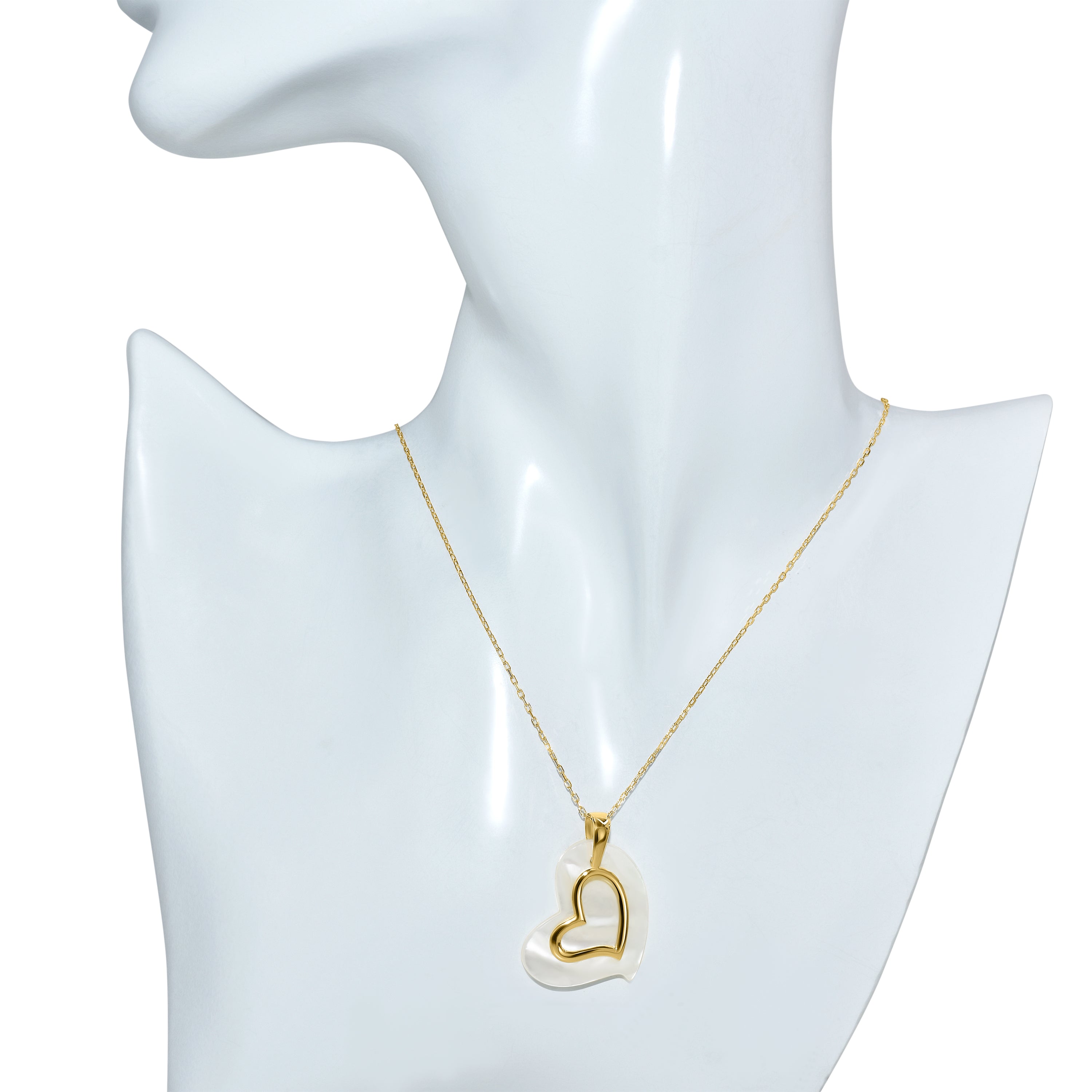 14k Mother of Pearl Heart Shape Pendant Necklace