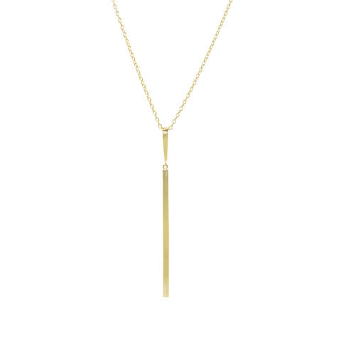 14k Vertical Bar Pendant Necklace 18"