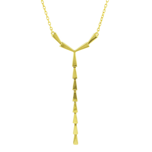 Séchic 14k Gold Triangles Linear Y Necklace 18"