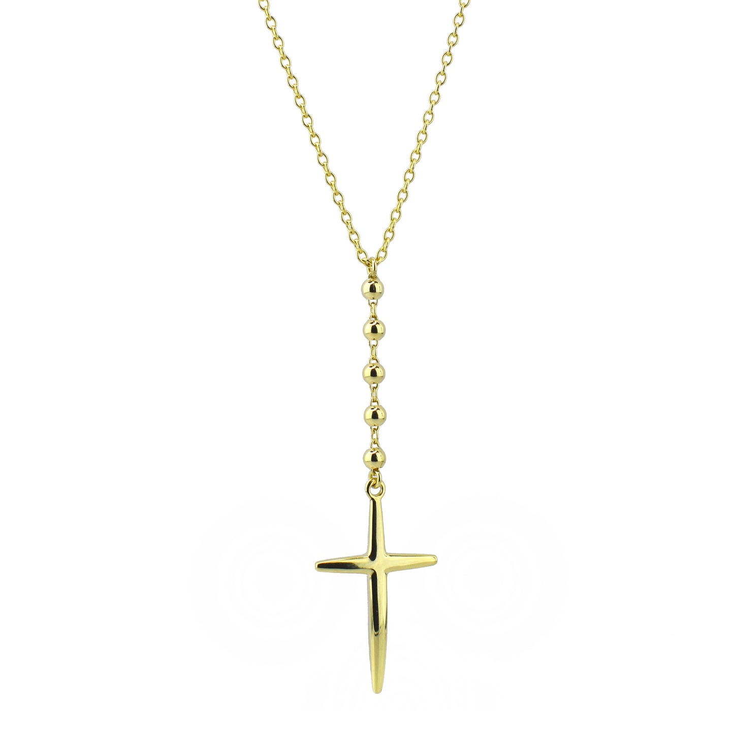 14k Globes & Cross Pendant Necklace 18"