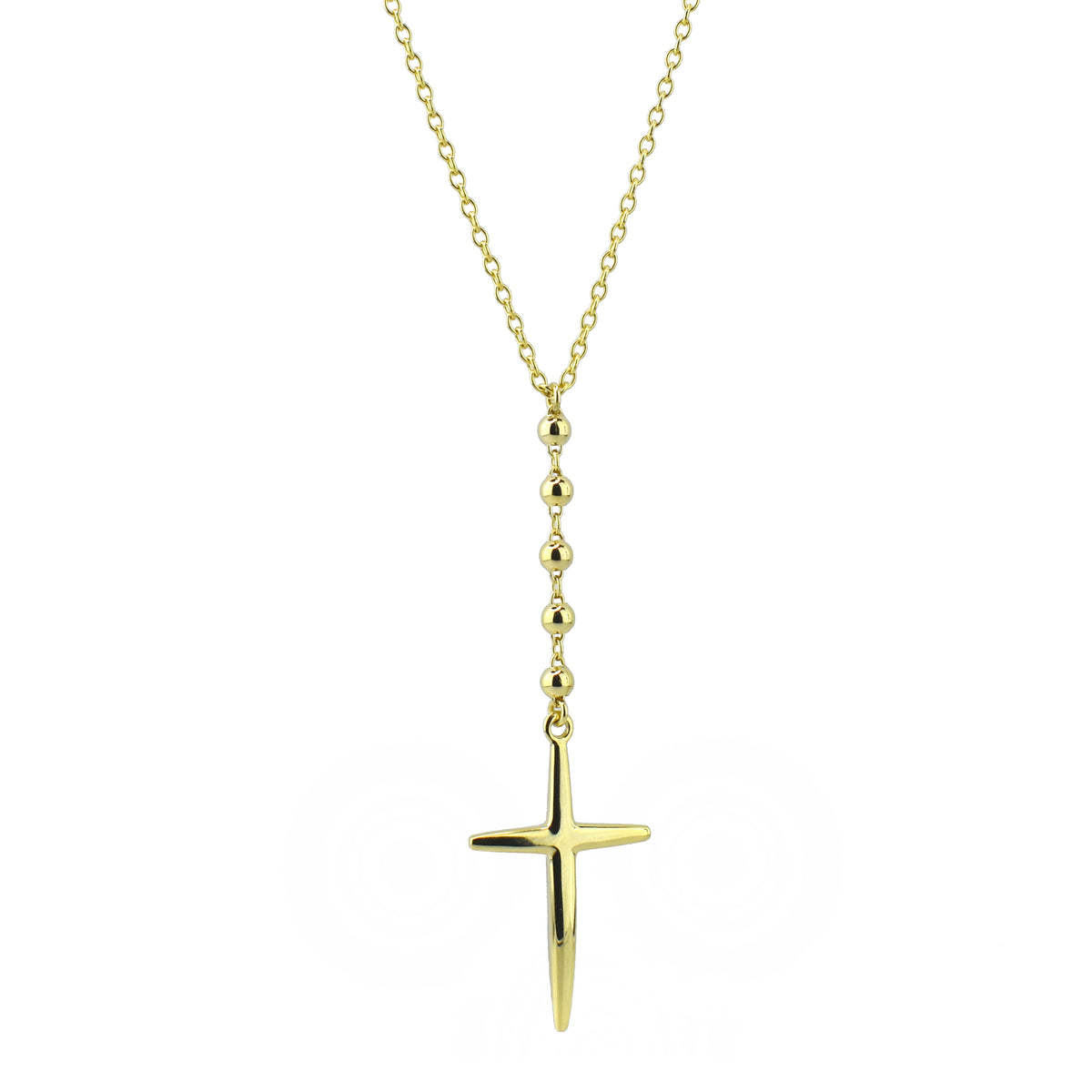 14k Globes & Cross Pendant Necklace 18"