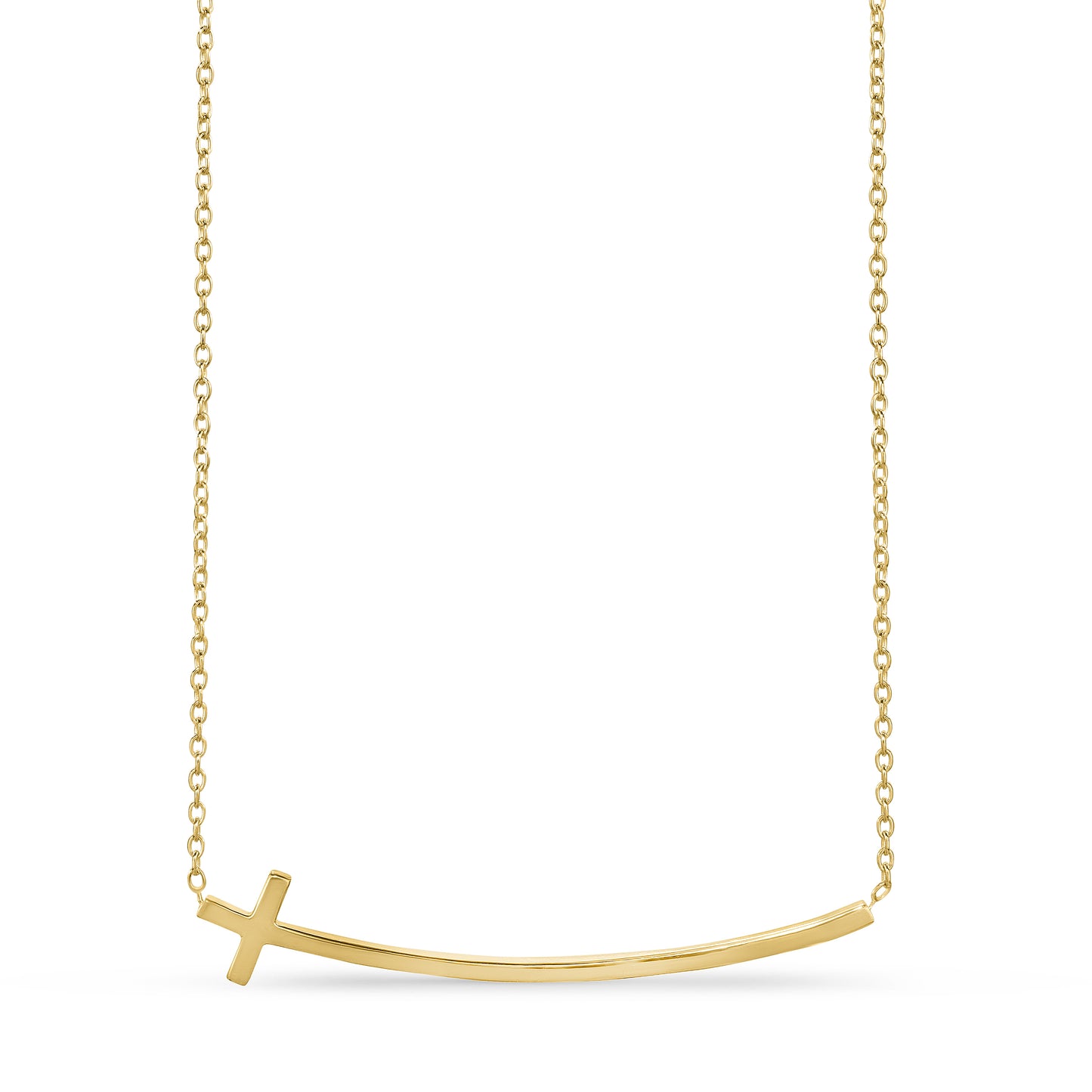 Séchic 14k Horizontal Curved Sideway Cross Pendant Necklace