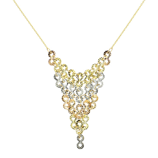 Séchic 14k Rose, White & Yellow Gold Infinity Netted 3 Tone Necklace 18"