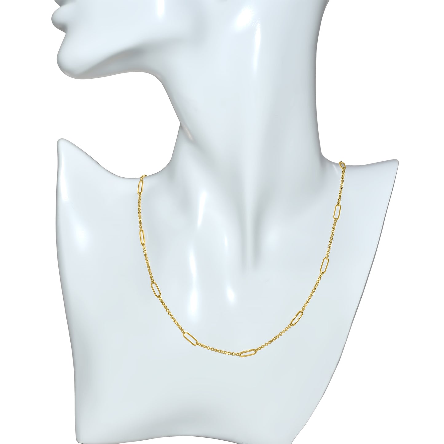 Séchic 14k Rolo Chain Station Adjustable Necklace 18"