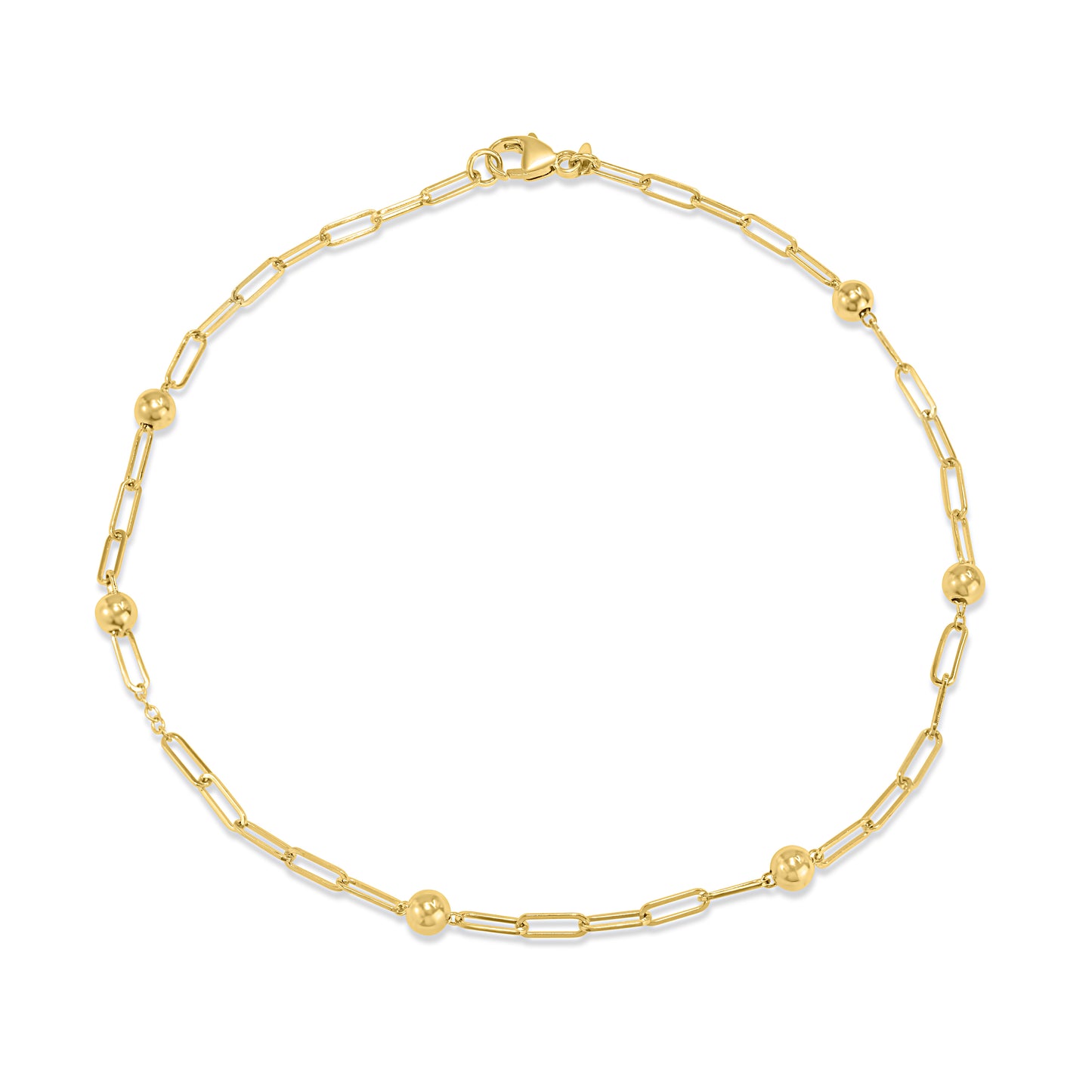 Séchic 14k Paperclip 3-Station Anklet