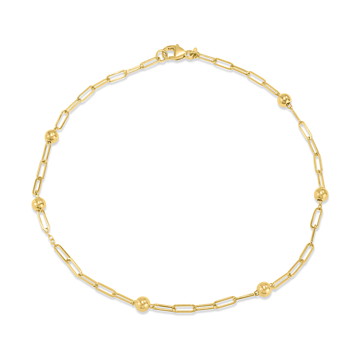Séchic 14k Paperclip 4MM Gold Ball Anklet