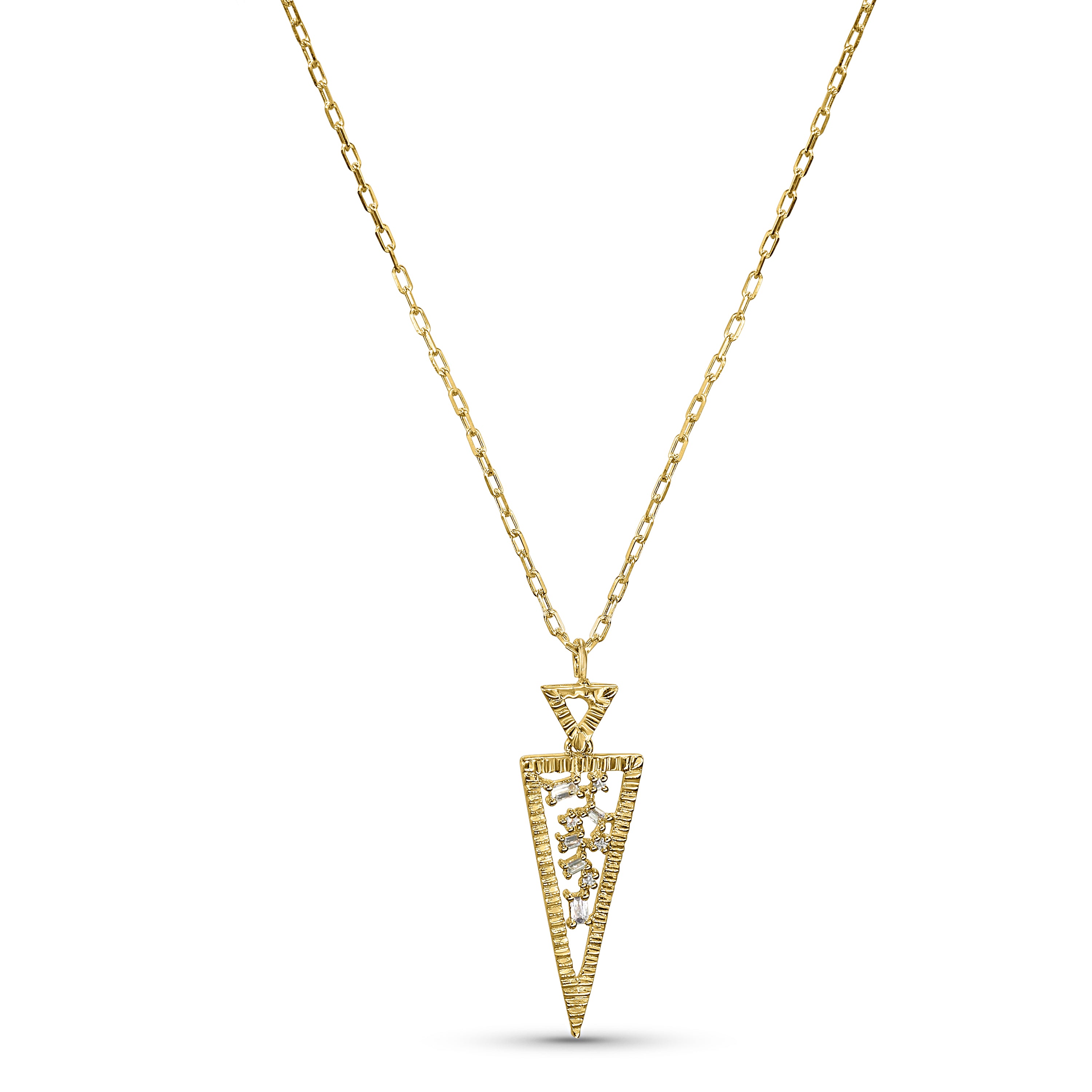 Séchic 14k Long Open Triangle Diamond Pendant (Ridge) Necklace