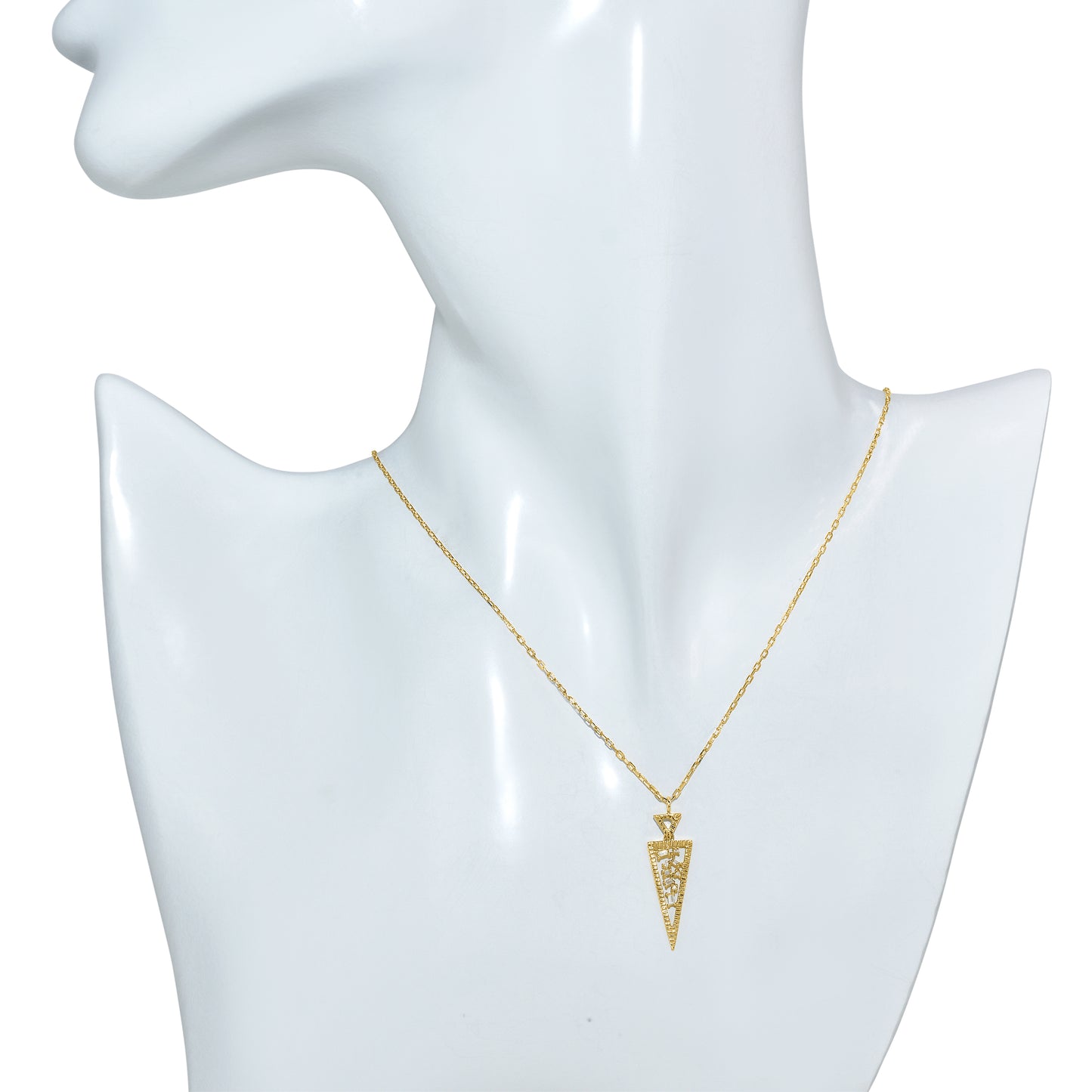 Séchic 14k Long Open Triangle Diamond Pendant (Ridge) Necklace