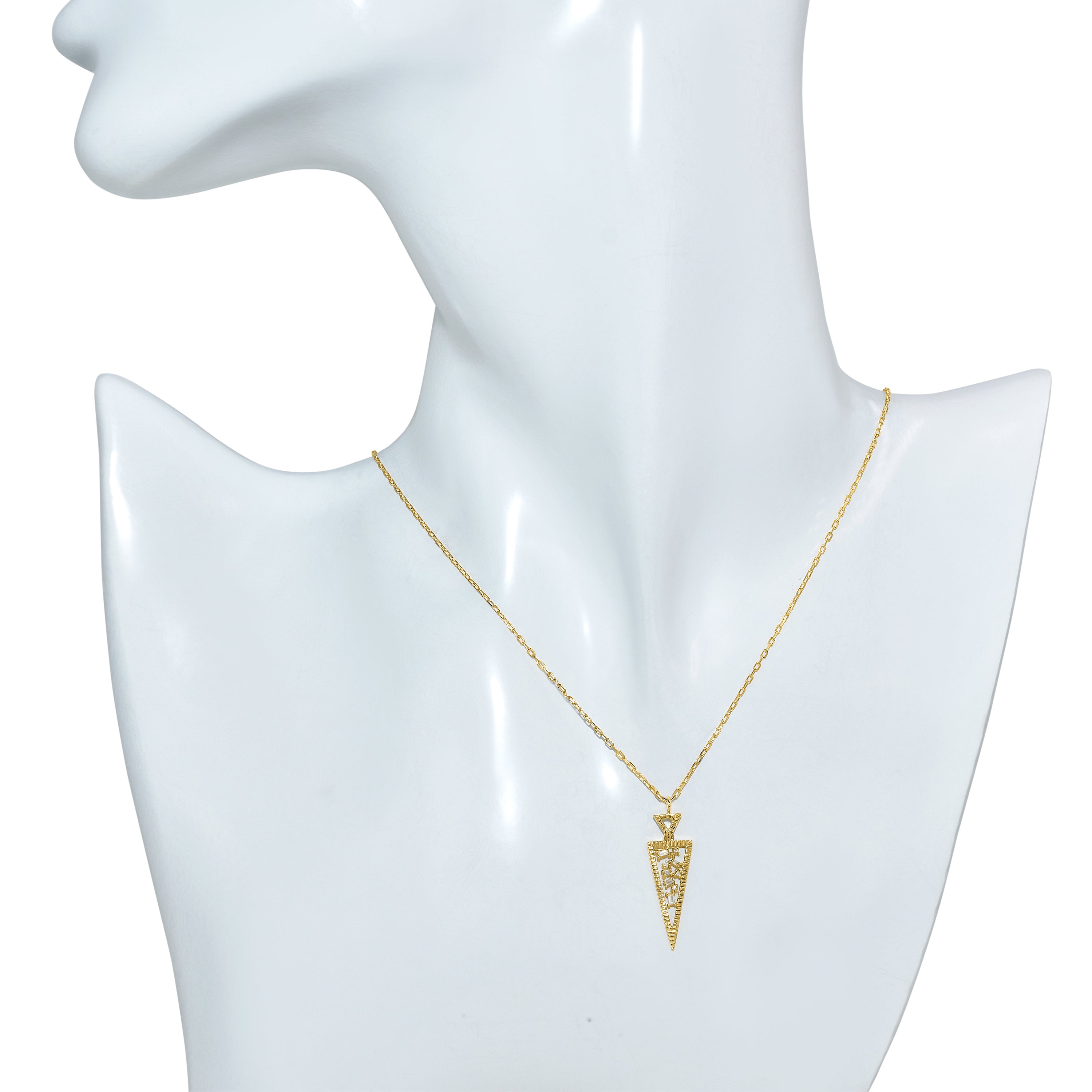 Séchic 14k Long Open Triangle Diamond Pendant (Ridge) Necklace
