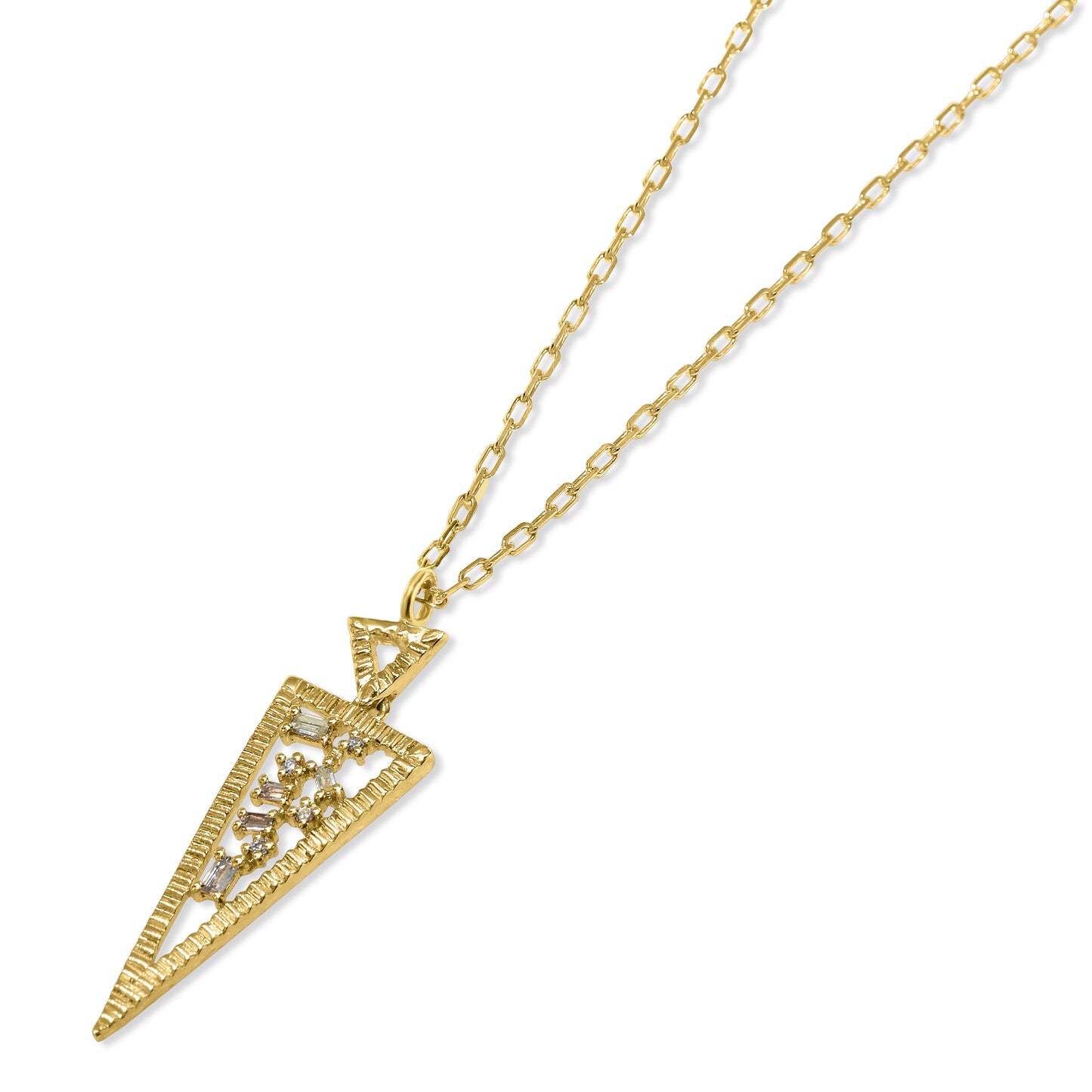 Séchic 14k Long Open Triangle Diamond Pendant (Ridge) Necklace