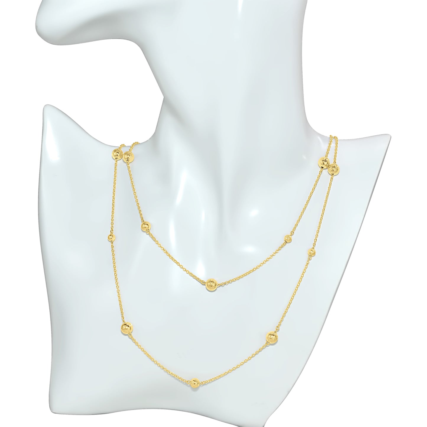 Séchic 14k Mixed Size Glitter Ball Station Necklace