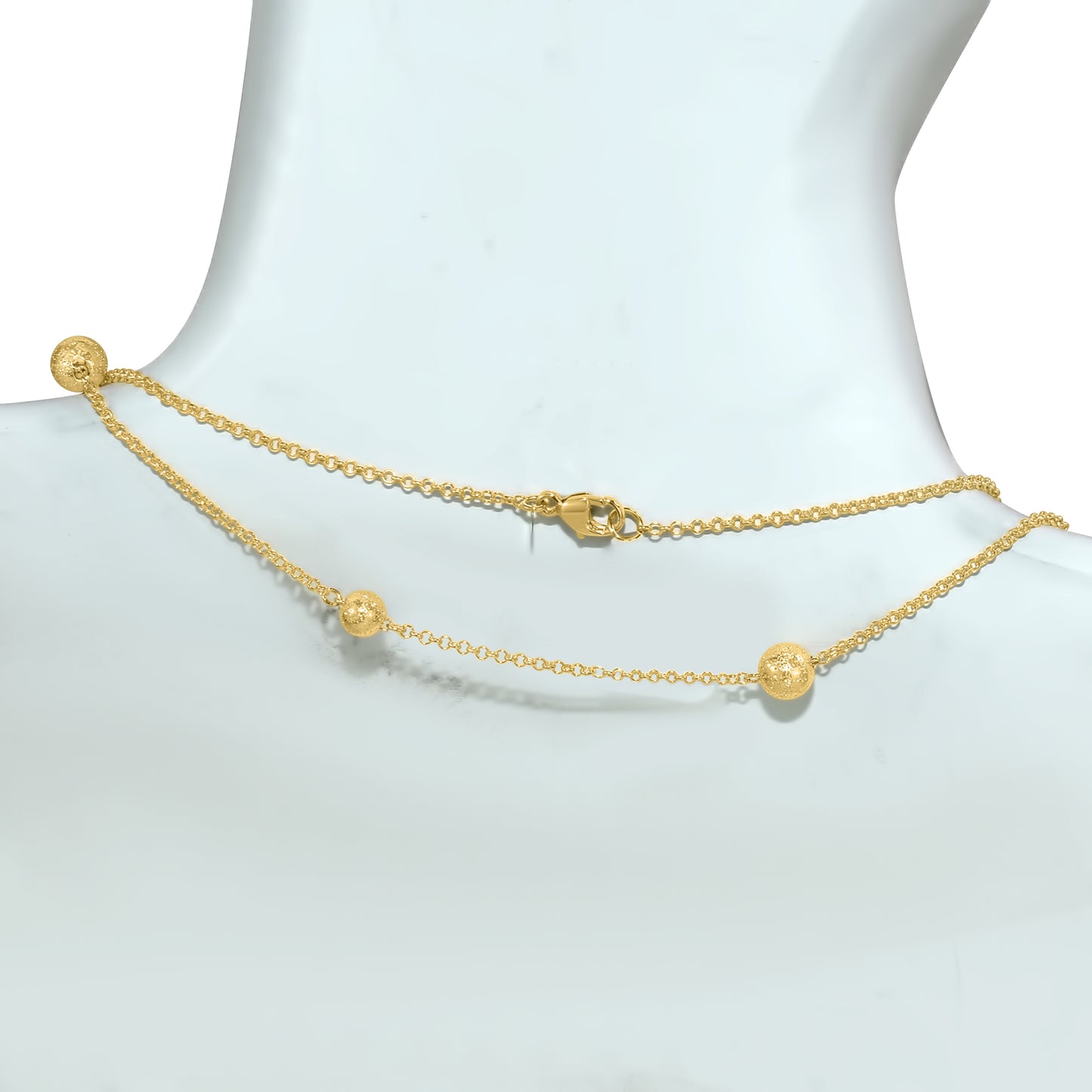 Séchic 14k Mixed Size Glitter Ball Station Necklace