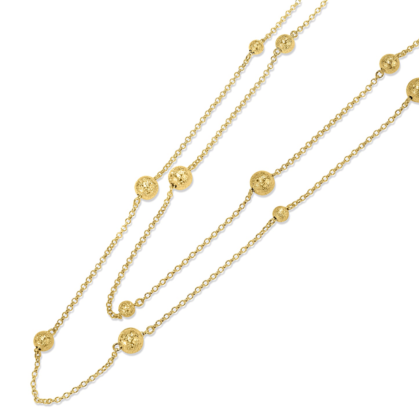 Séchic 14k Mixed Size Glitter Ball Station Necklace