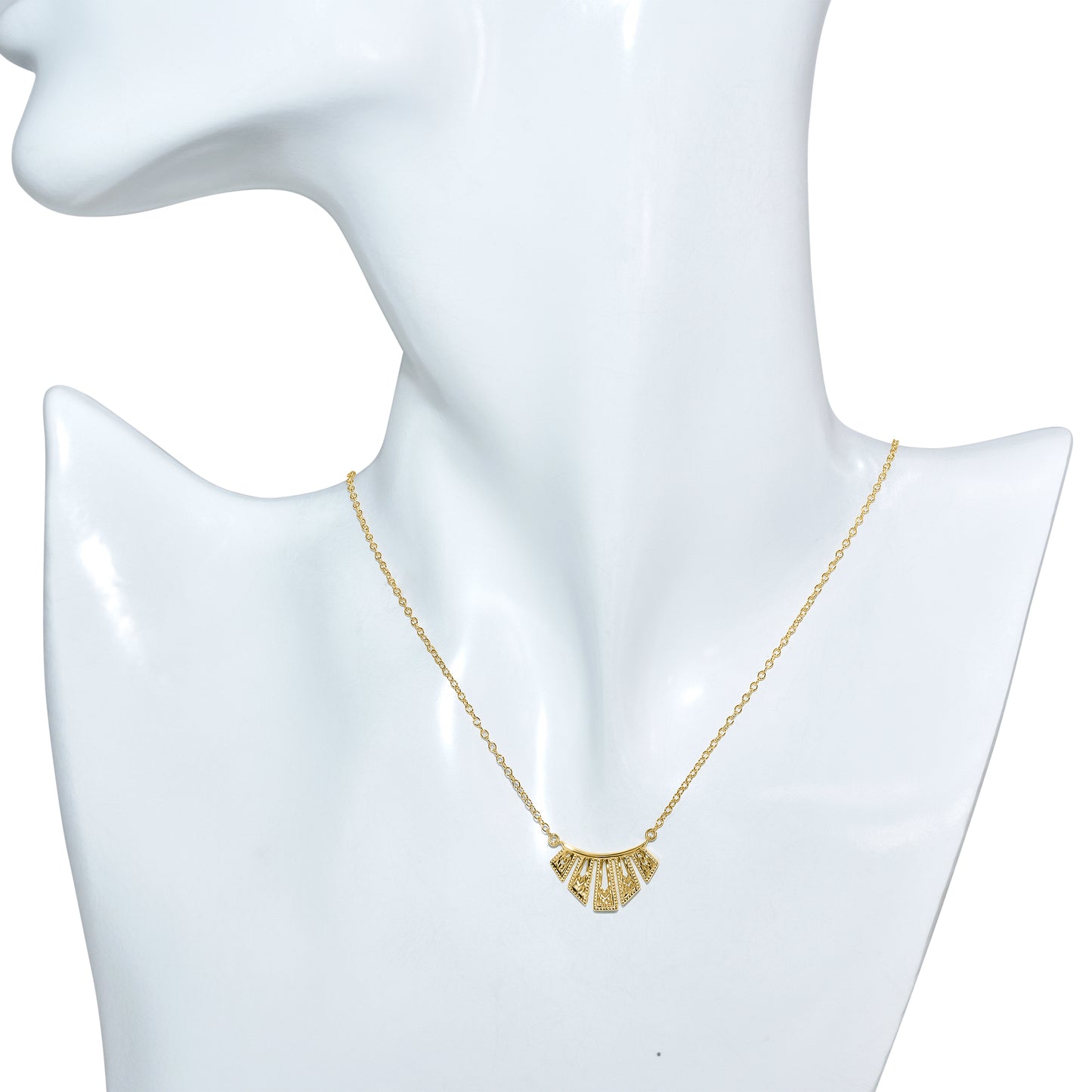 Séchic 14k Fan Shape Pendant Necklace