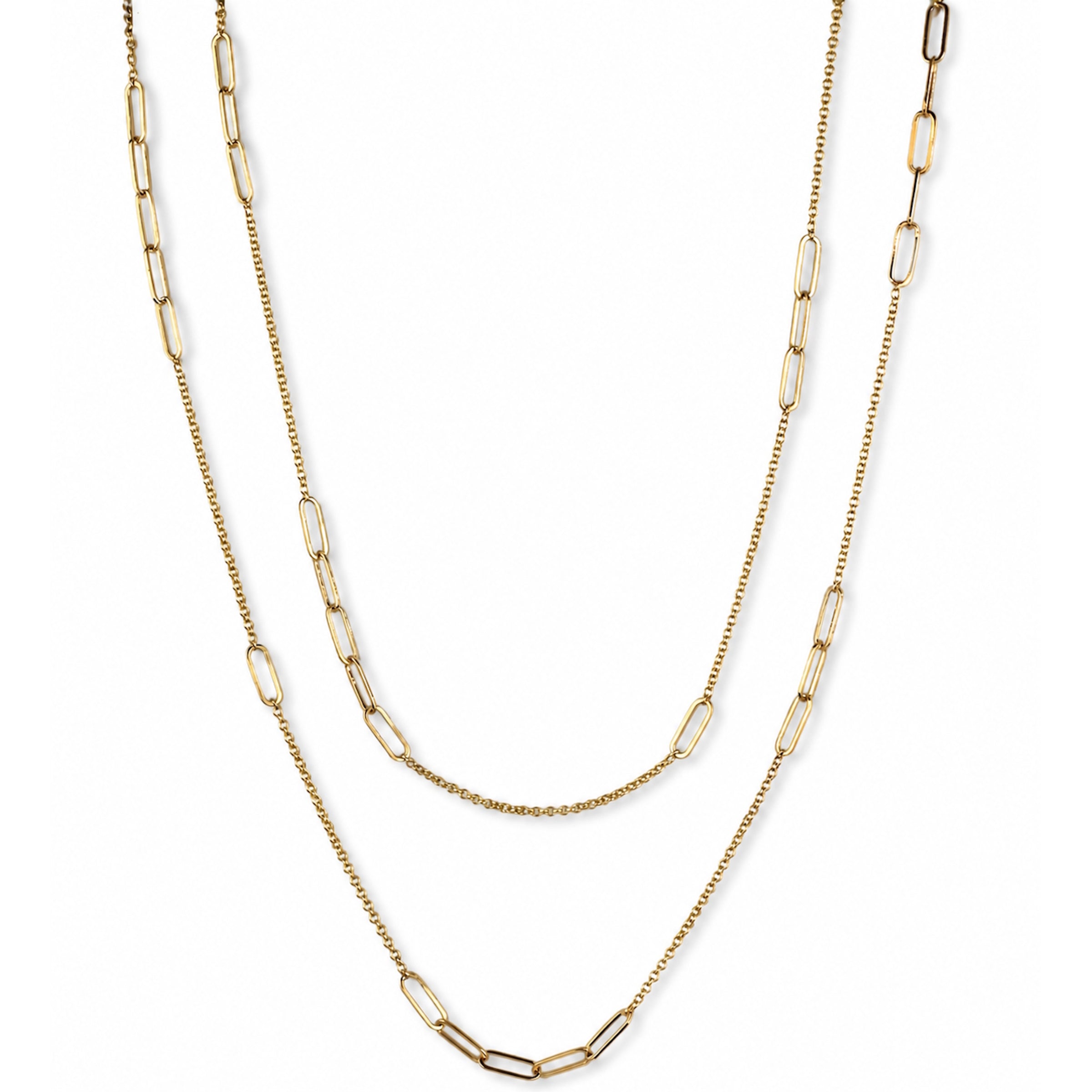 Séchic 14k Paperclip Rolo Chain Station Necklace