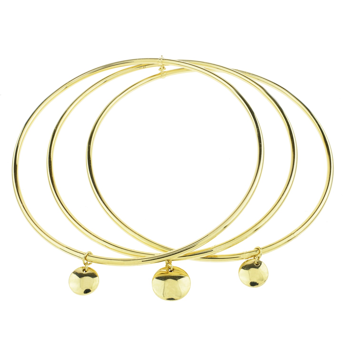 Séchic 14k Disc Charm 3pcs Set Bangle 8-9"