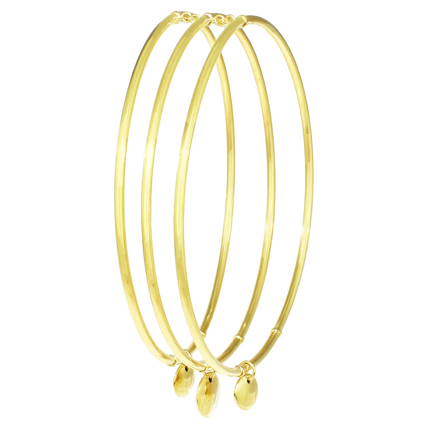 Séchic 14k Disc Charm 3pcs Set Bangle 8-9"