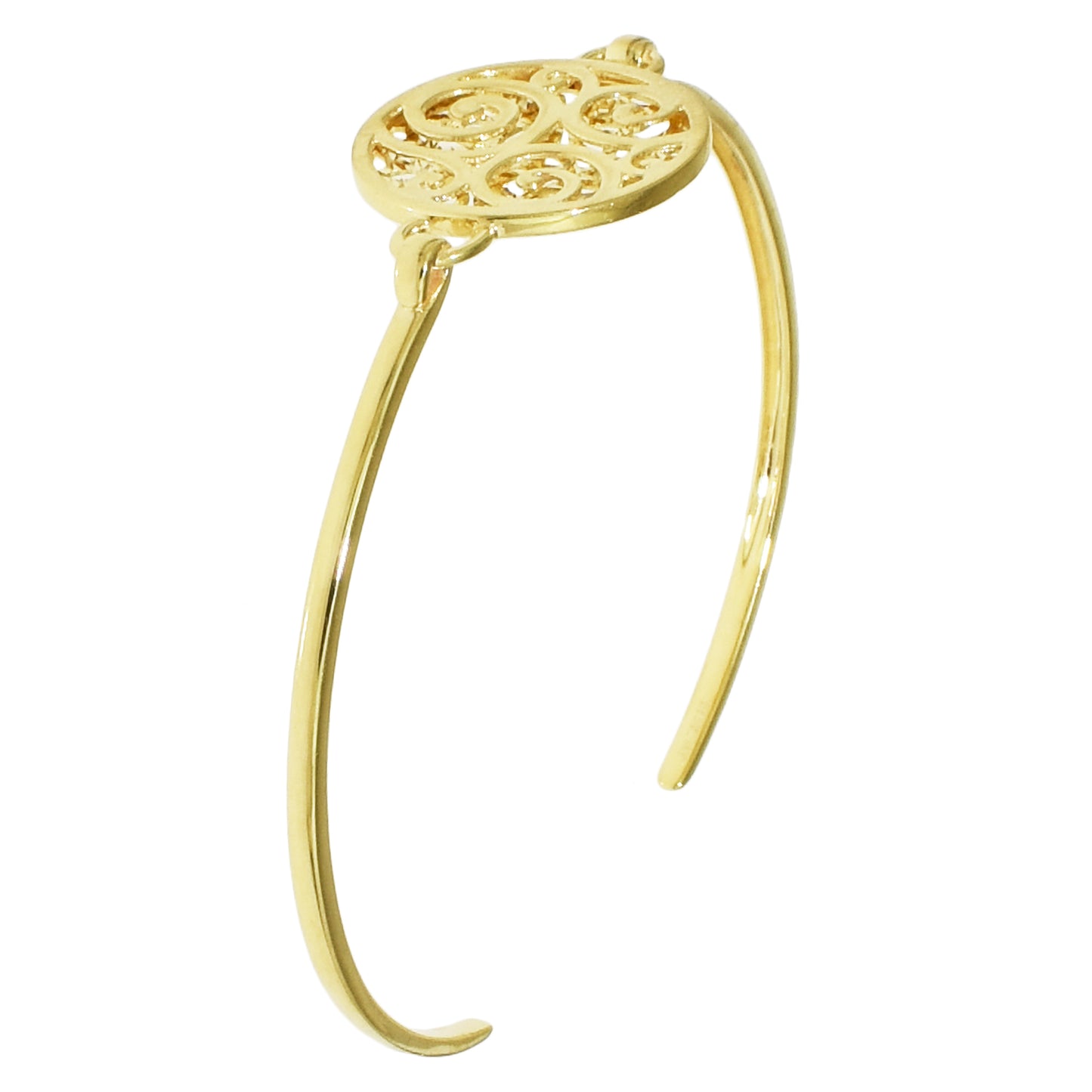 14k Medallion Centered Thin Cuff