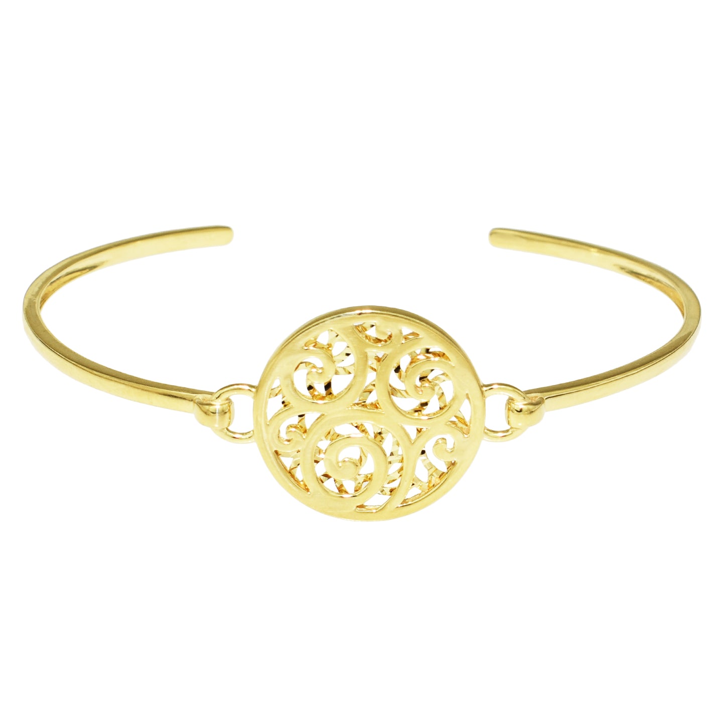 14k Medallion Centered Thin Cuff